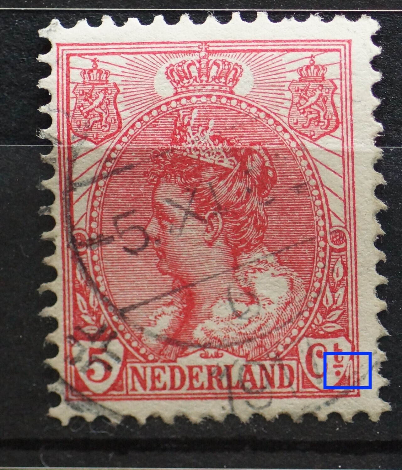 NVPH 60 - brede witte kras rechts van Ct.
