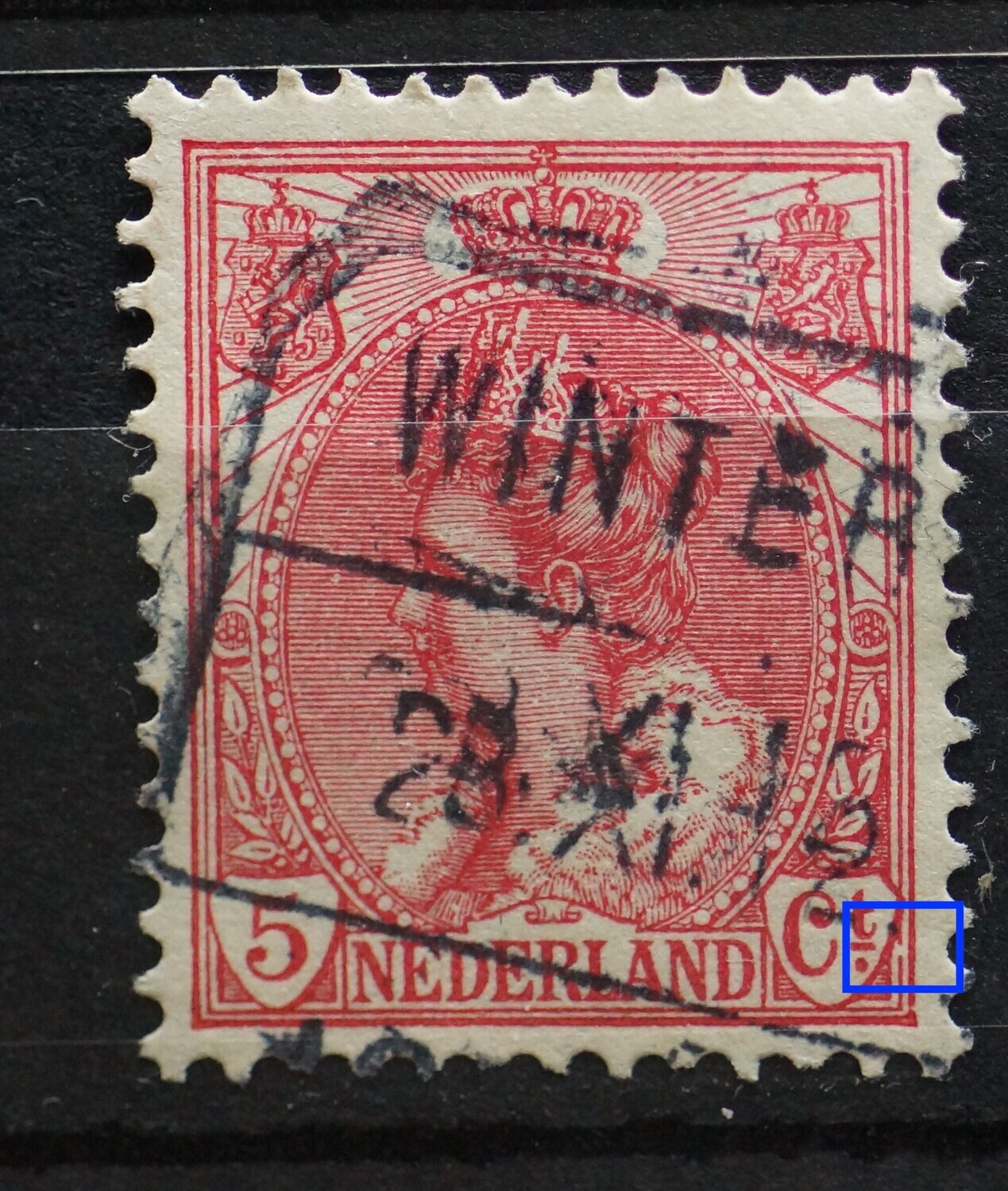 NVPH 60 - breuk in kaderlijn rechts naast Ct. NVPH 60 - breuk in kaderlijn rechts naast Ct.