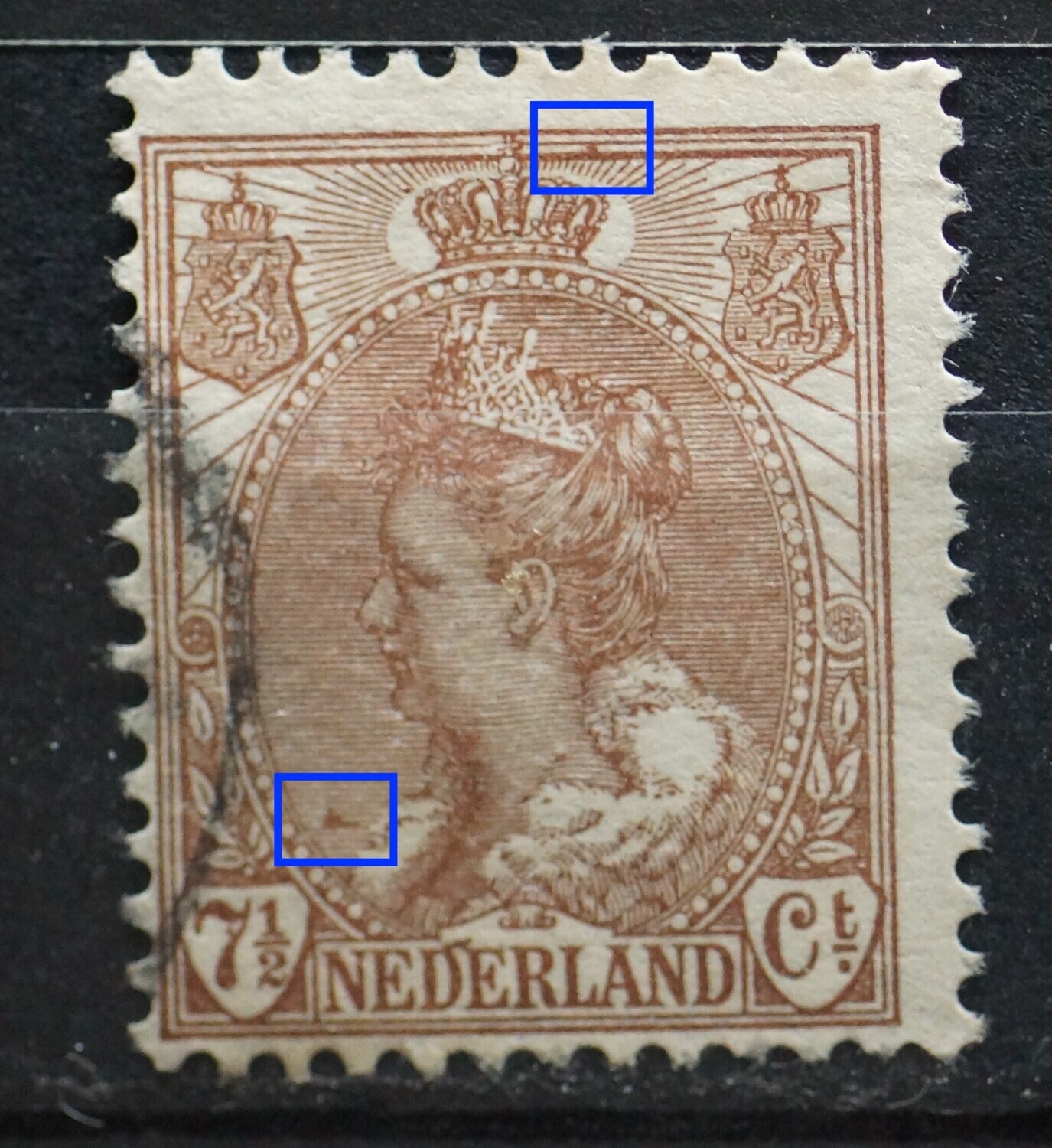 NVPH 61 - bruine vlek voor de bontkraag
