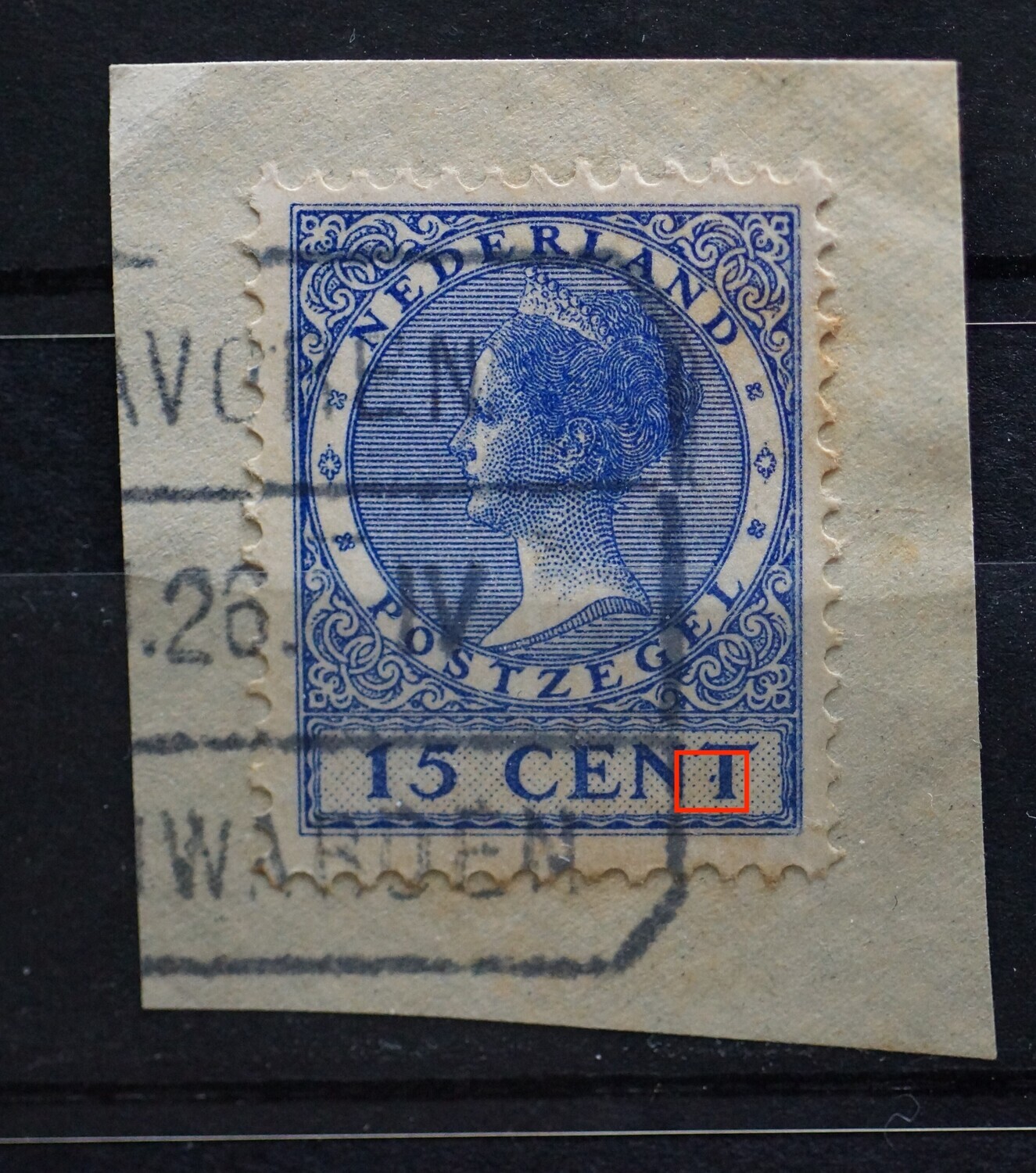 NVPH 155 - blauwe vlek voor de T van CENT
