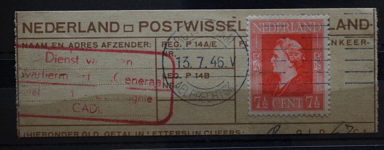 Postwisselstempel Rotterdam Aelbrechtsk. (V) op NVPH 344