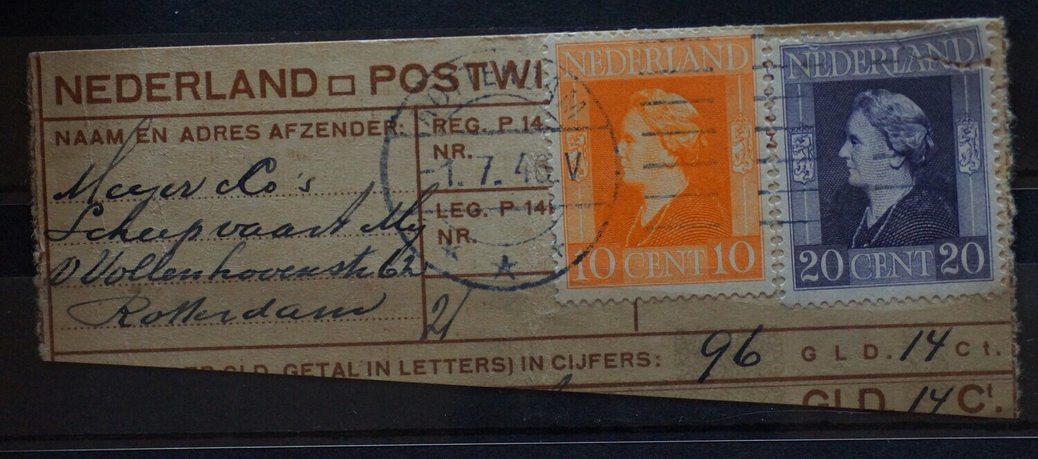 Postwisselstempel Rotterdam (V) op NVPH 433 en 437