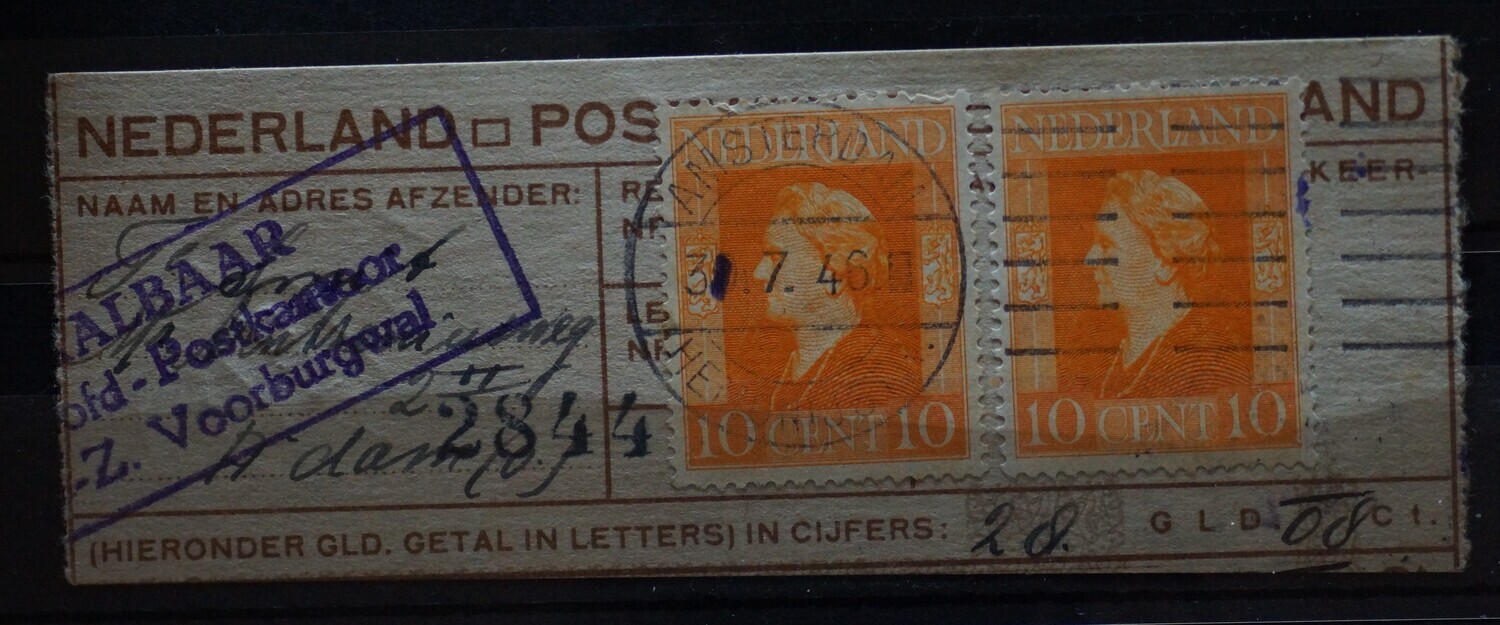 Postwisselstempel Amsterdam Hemonijstr. (blokje) op NVPH 433 (2x)