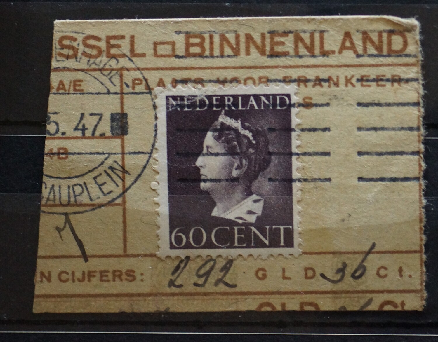 Postwisselstempel sGravenhage Nassauplein (blokje) op NVPH 345