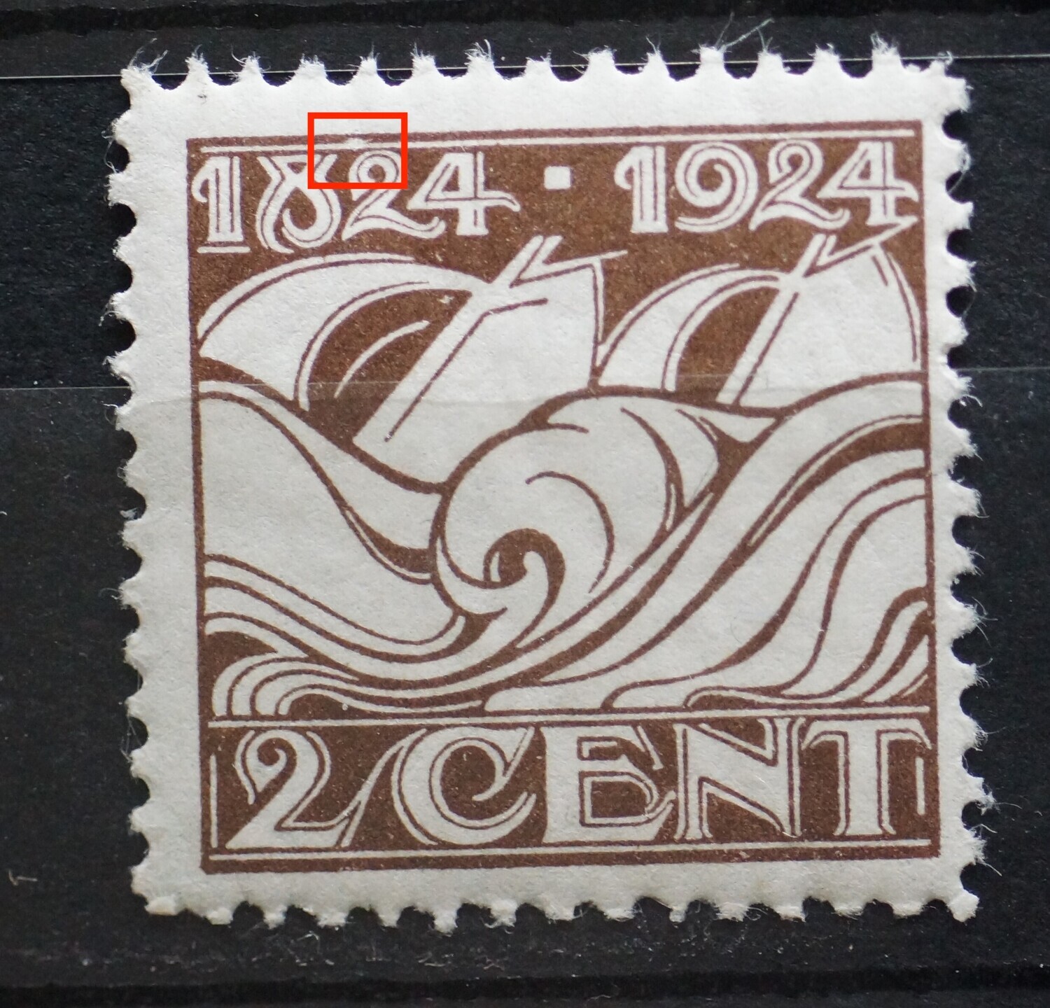 NVPH 139 - witte vlek boven de 2 van 1824