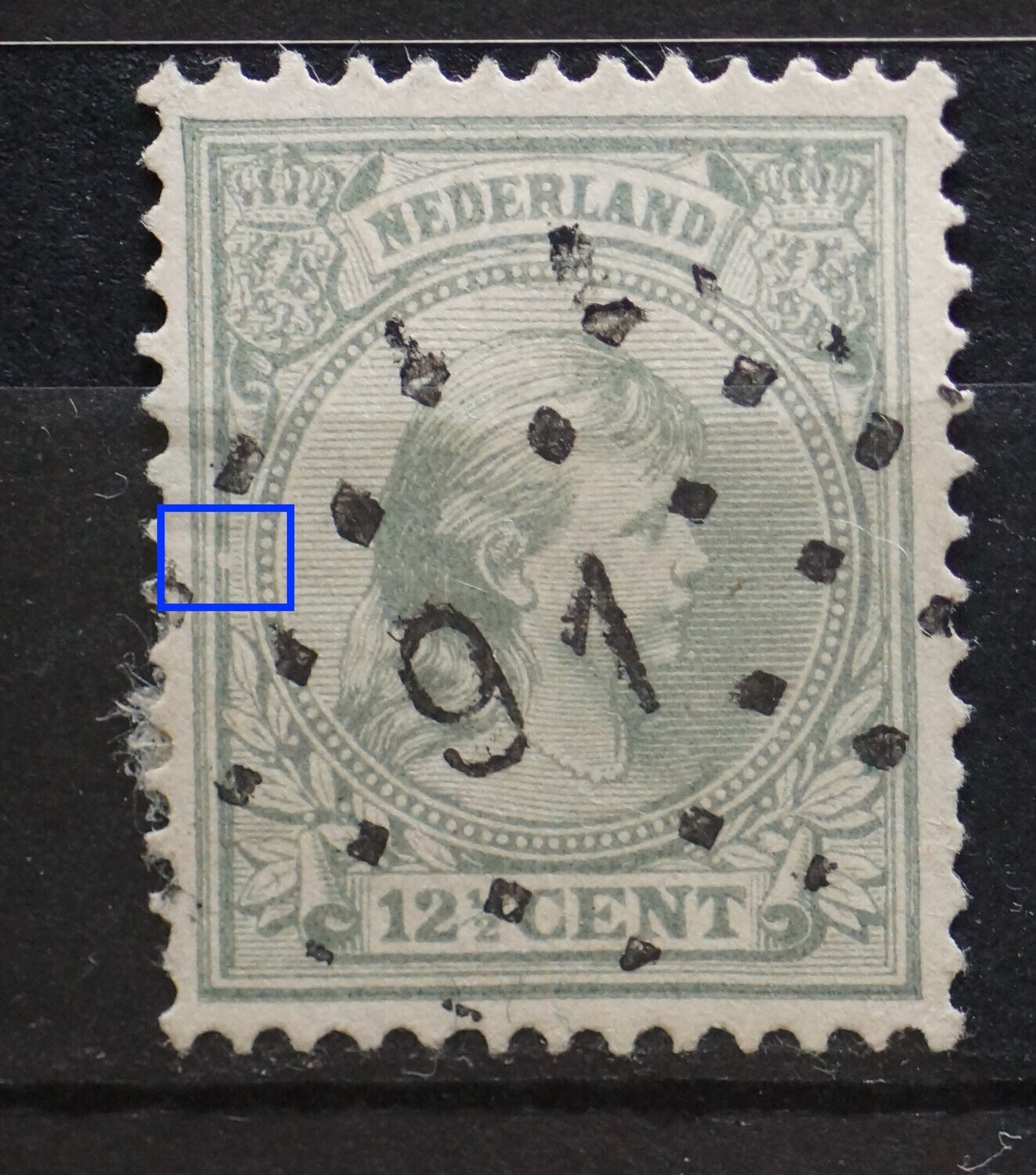 NVPH 38 - breuk in kaderlijn links NVPH 38 - breuk in kaderlijn links