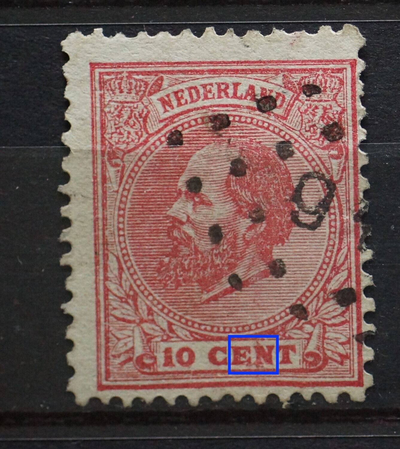 NVPH 21 - rode vlekken rondom EN van CENT