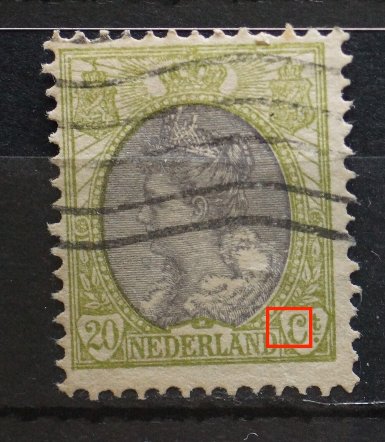 NVPH 69 - witte vlek in de C van Ct.