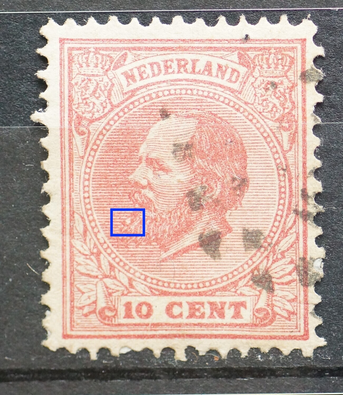 NVPH 21 - o.a. witte vlek in baard NVPH 21 - o.a. witte vlek in baard