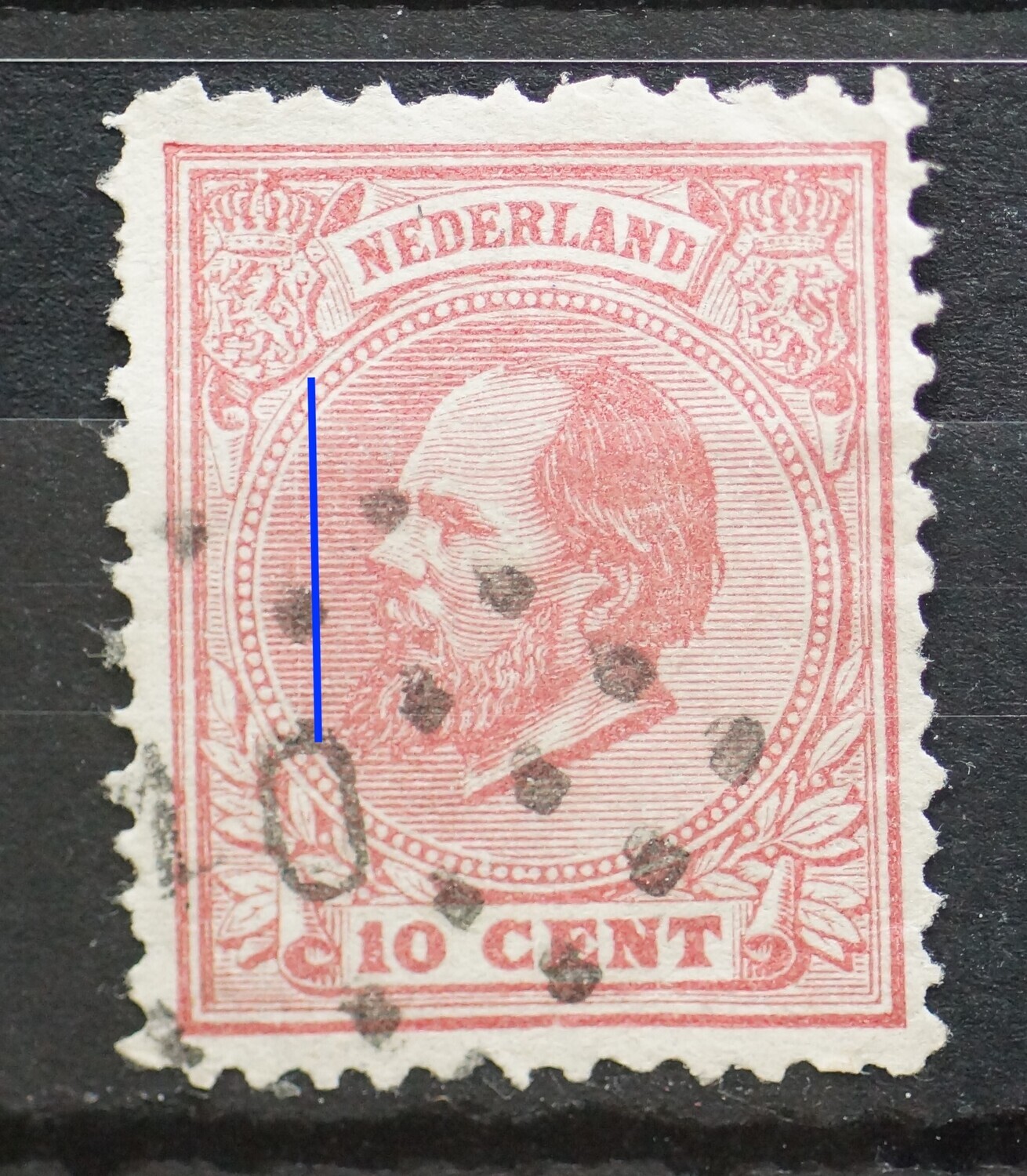 NVPH 21 - witte (graveer)kras voor het gezicht
