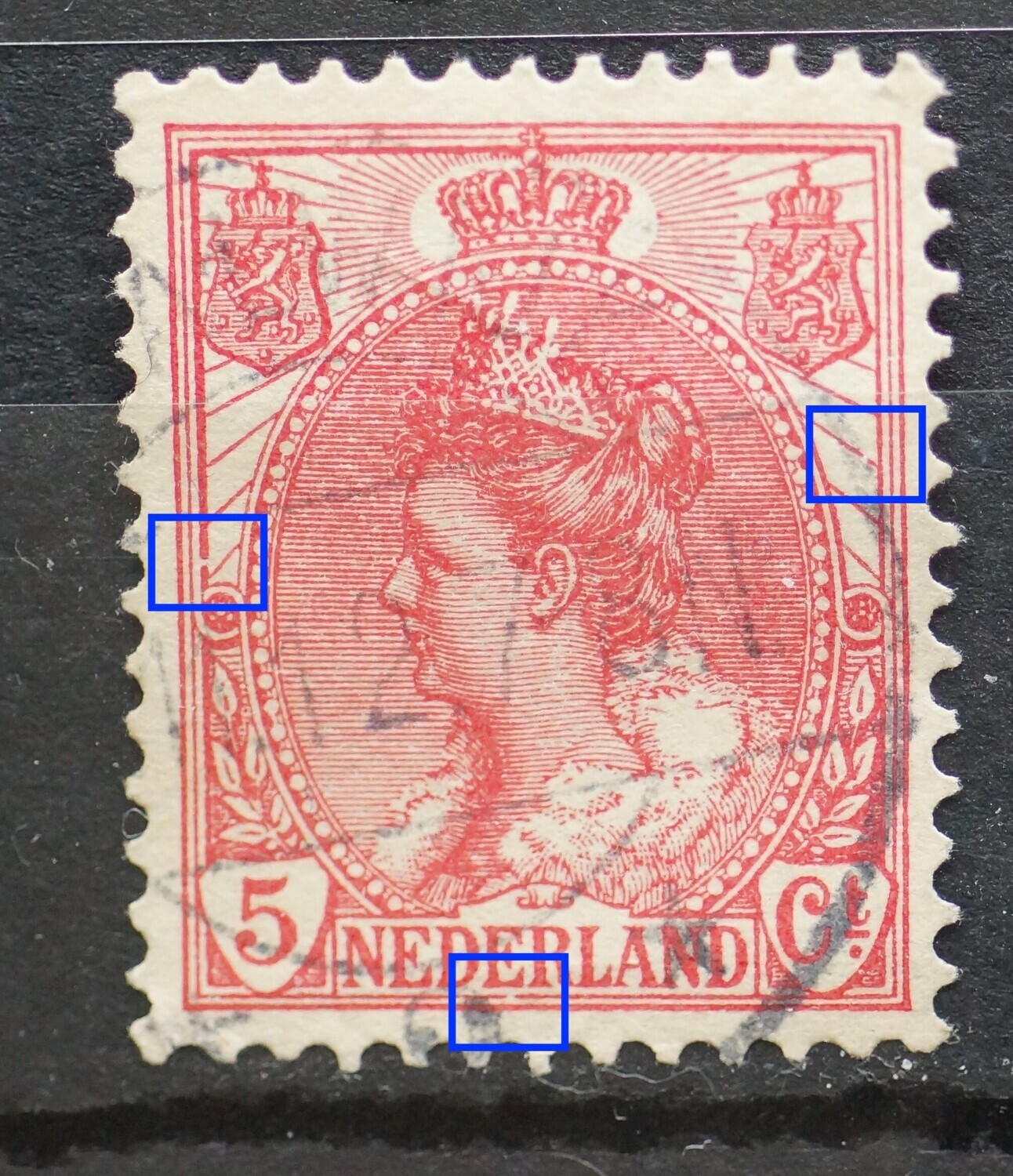 NVPH 60 - breuk in kaderlijn links NVPH 60 - breuk in kaderlijn links