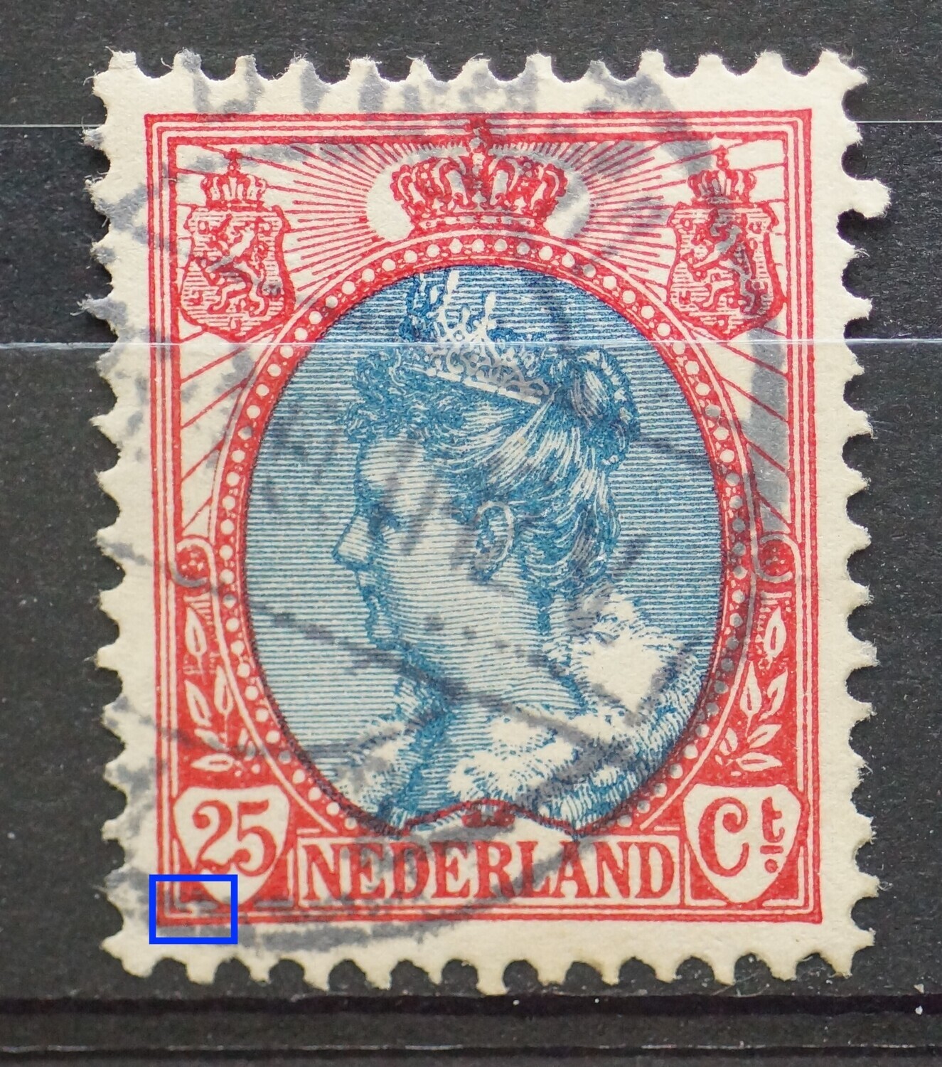 NVPH 71 - witte vlek in het vlak onder 25