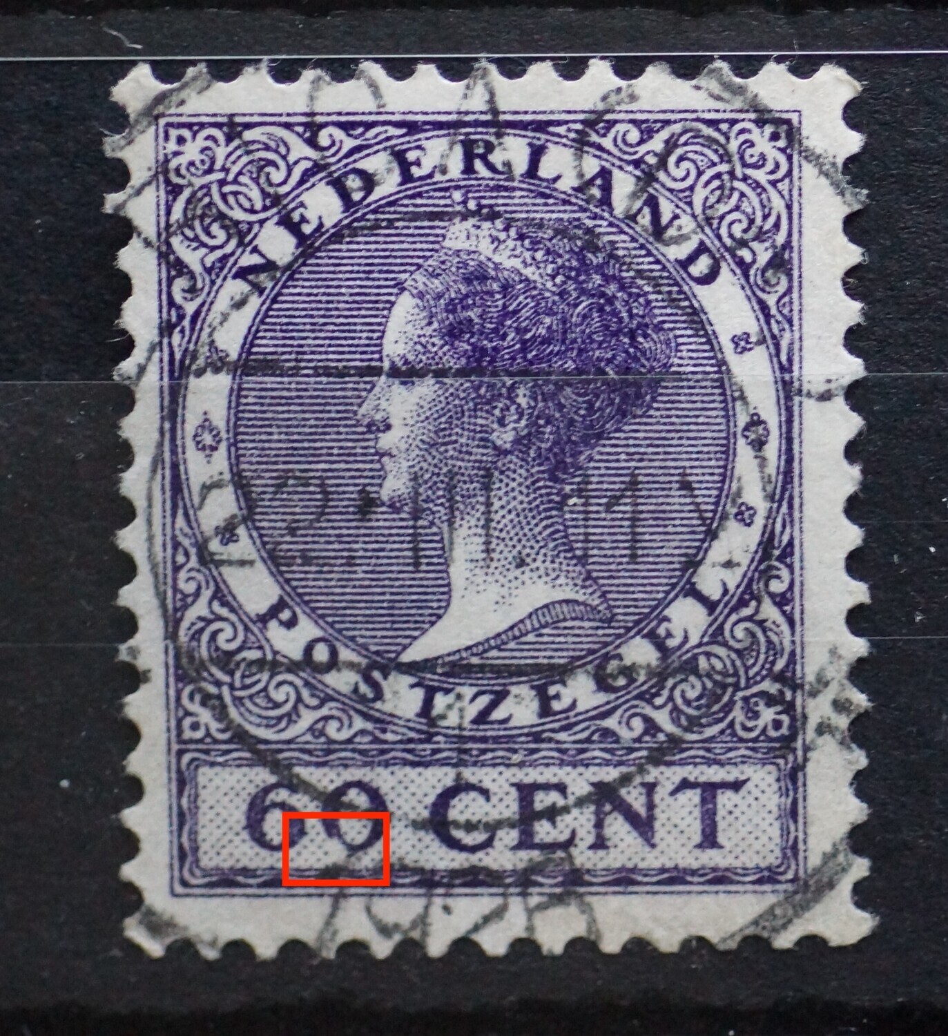 NVPH 162 - witte vlek onderin de 0 van 60