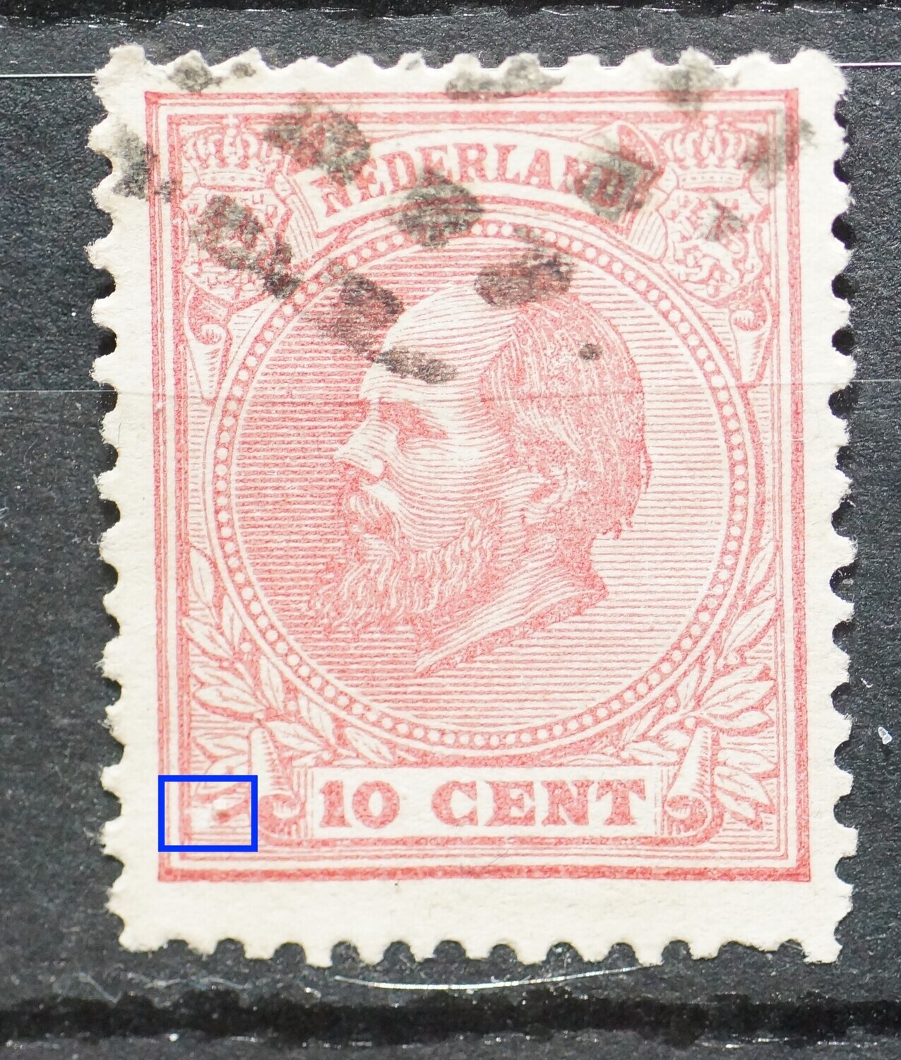 NVPH 21 - witte vlek linksonder NVPH 21 - witte vlek linksonder