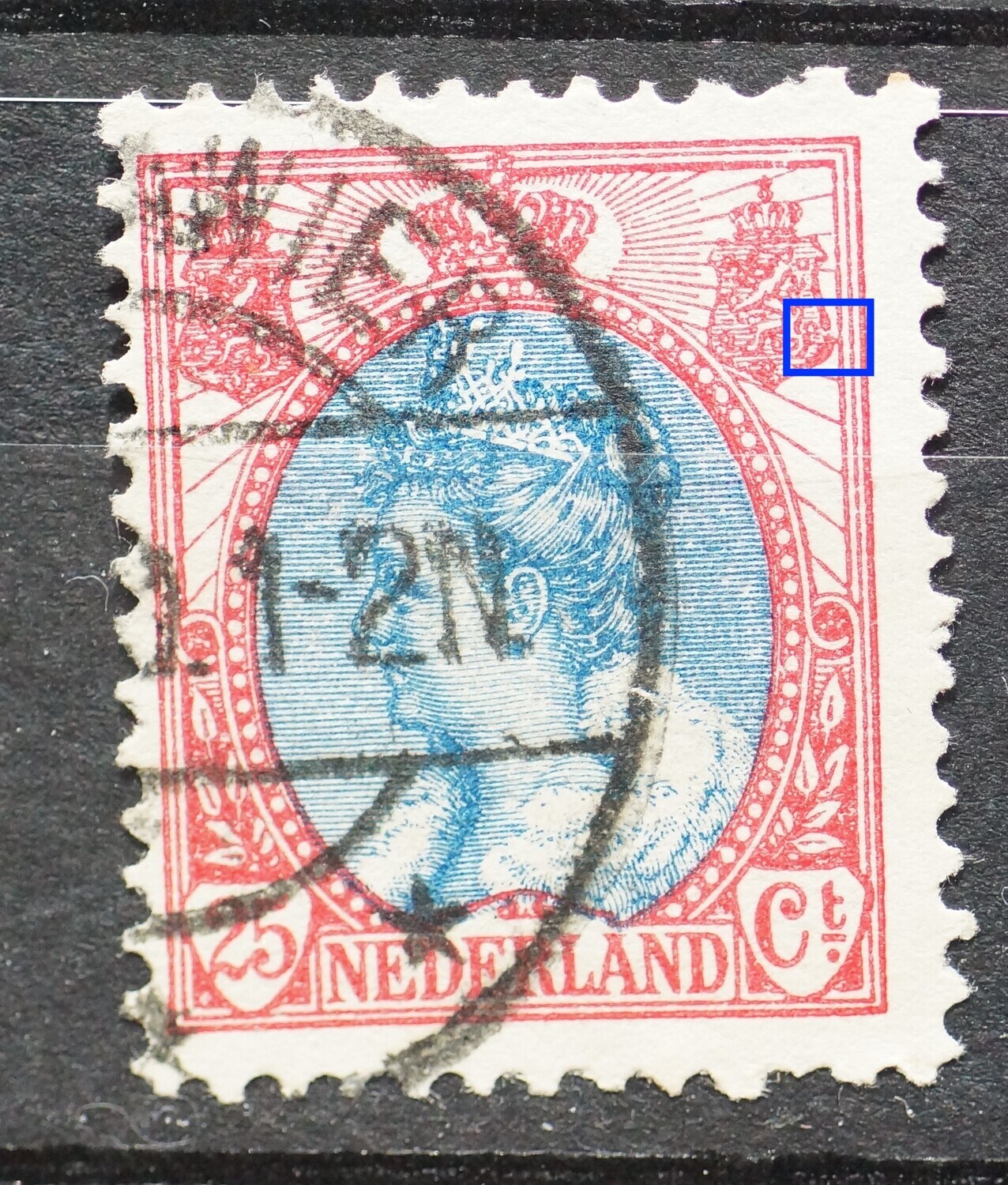 NVPH 71 - breuk in rand rechter wapenschild NVPH 71 - breuk in rand rechter wapenschild