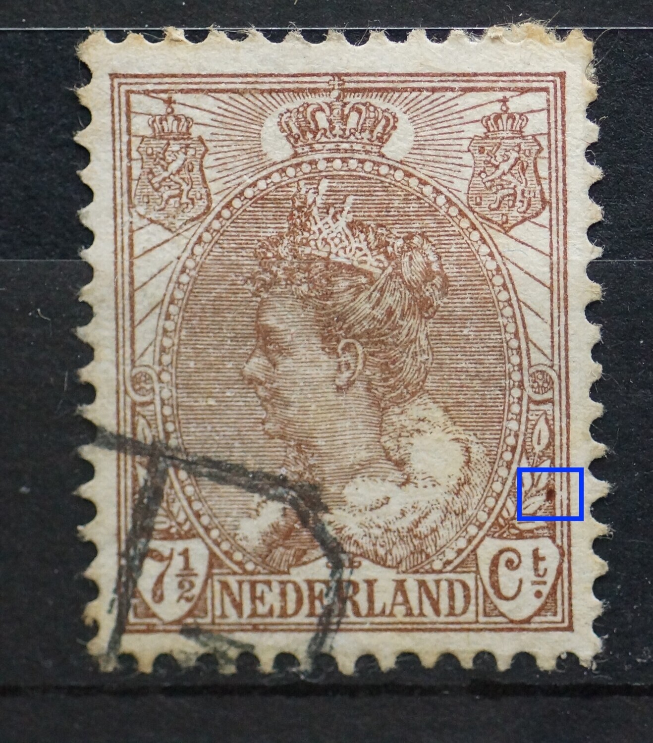 NVPH 61 - o.a. donkerbruine stip boven Ct. NVPH 61 - o.a. donkerbruine stip boven Ct.