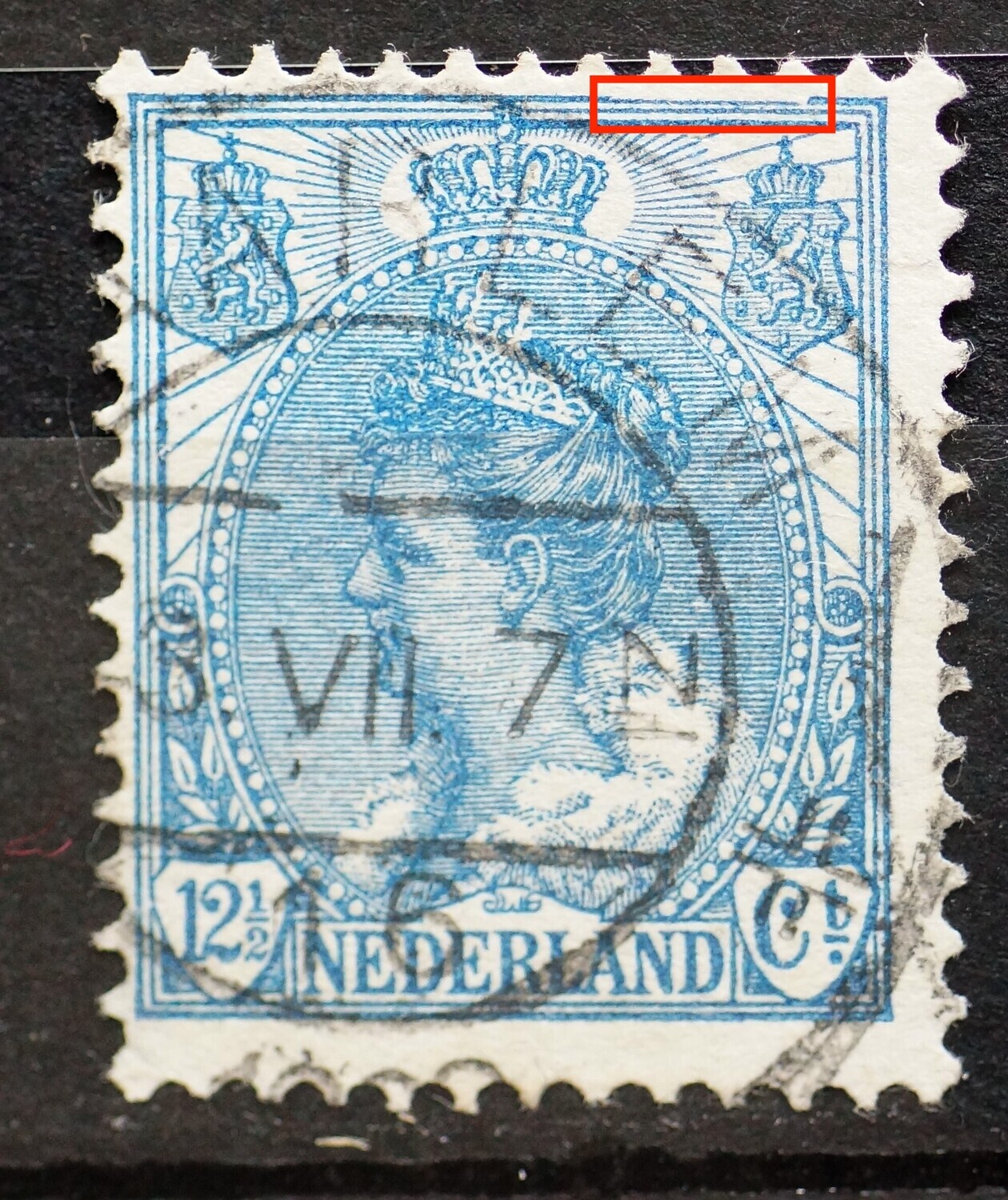 NVPH 63 - dunne kaderlijn boven, rechts