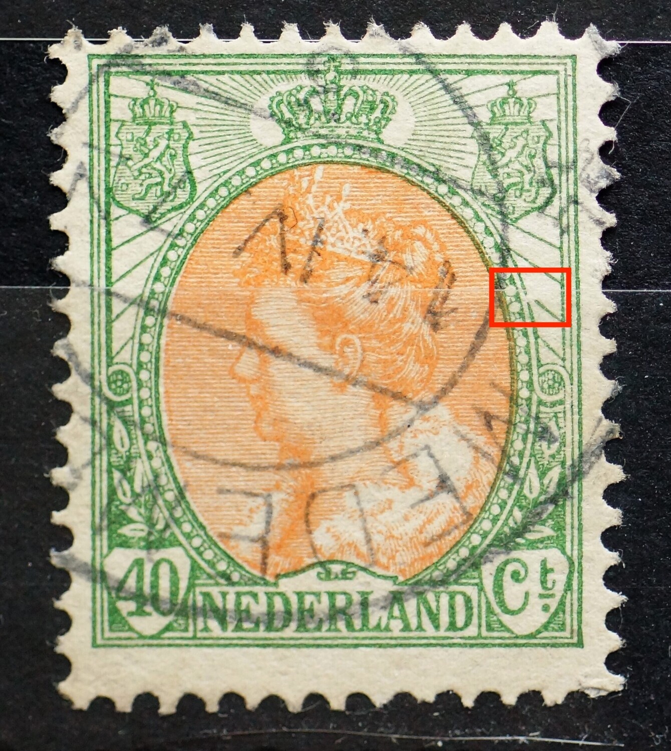 NVPH 73 - breuk in straal rechts