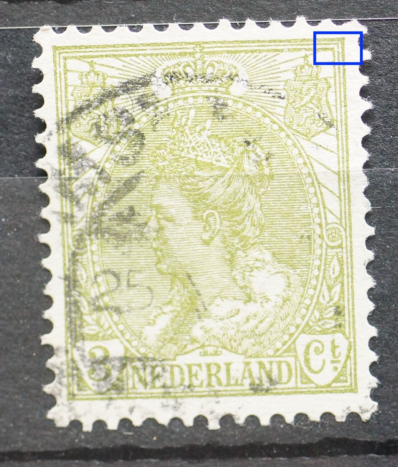 NVPH 57 - breuk in kaderlijn rechtsboven NVPH 57 - breuk in kaderlijn rechtsboven