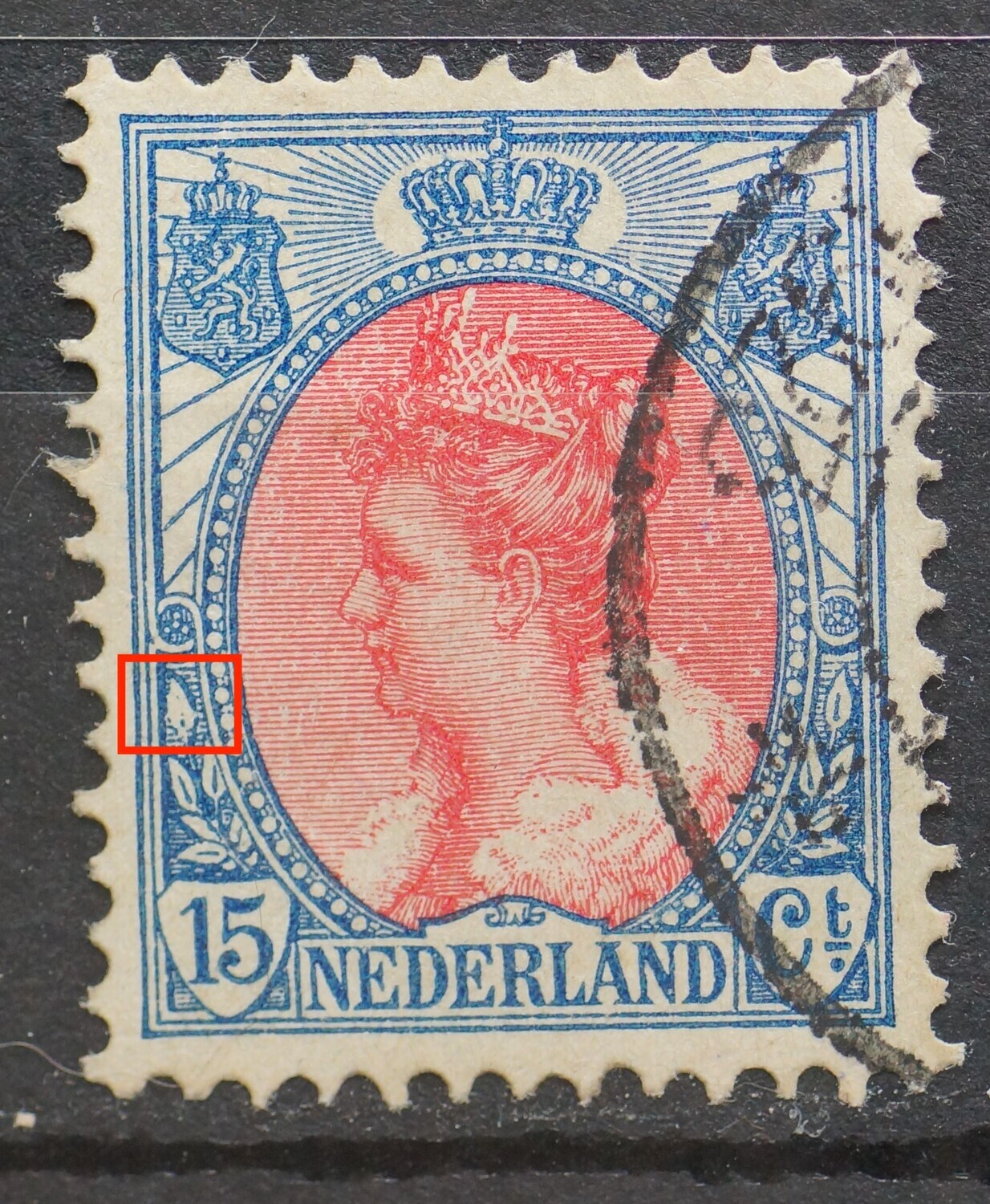 NVPH 65 - nerf in bovenste blad links ontbreekt