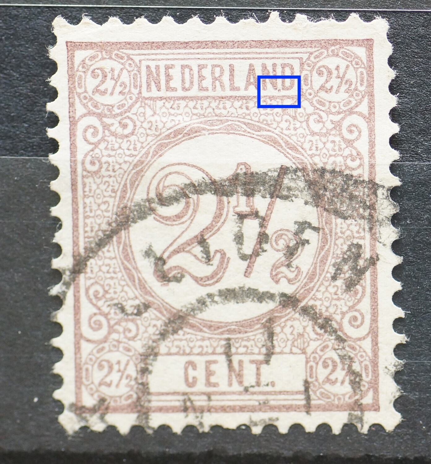 NVPH 33 - violette punt tussen ND van NEDERLAND