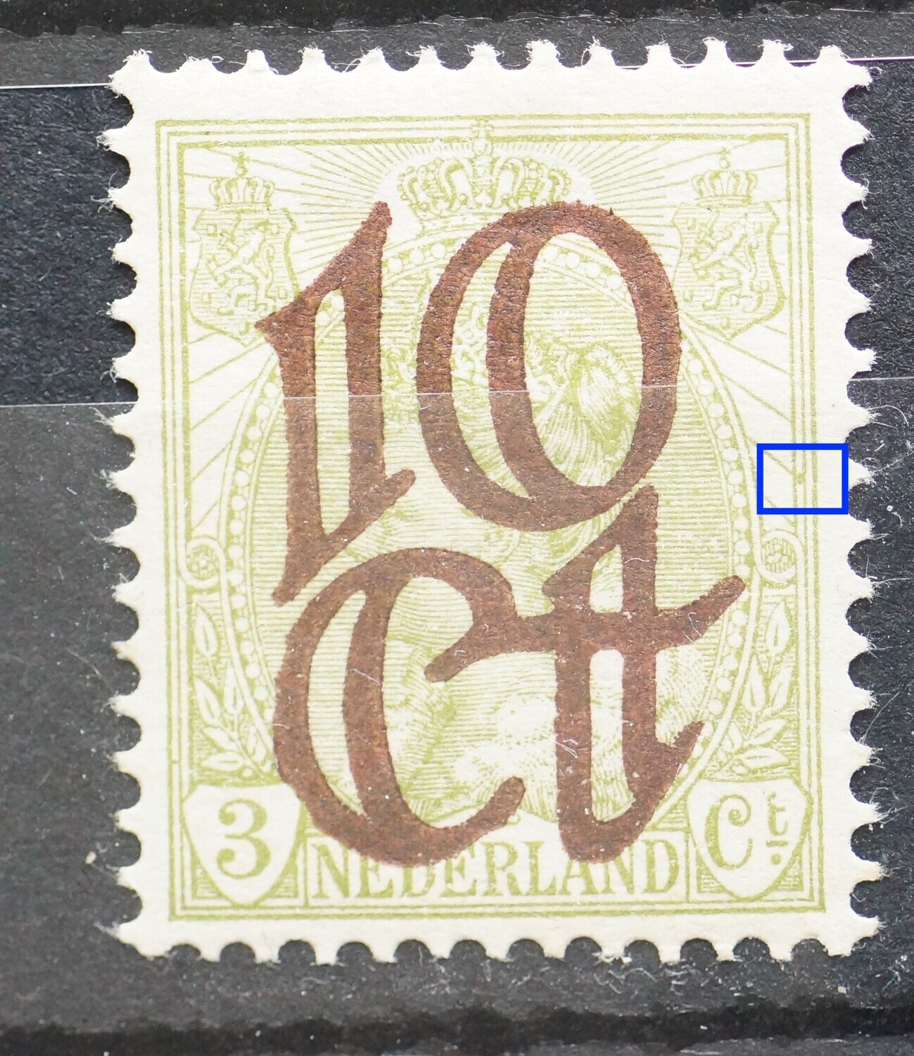 NVPH 116 - o.a. groene vlek tussen kaderlijnen rechts