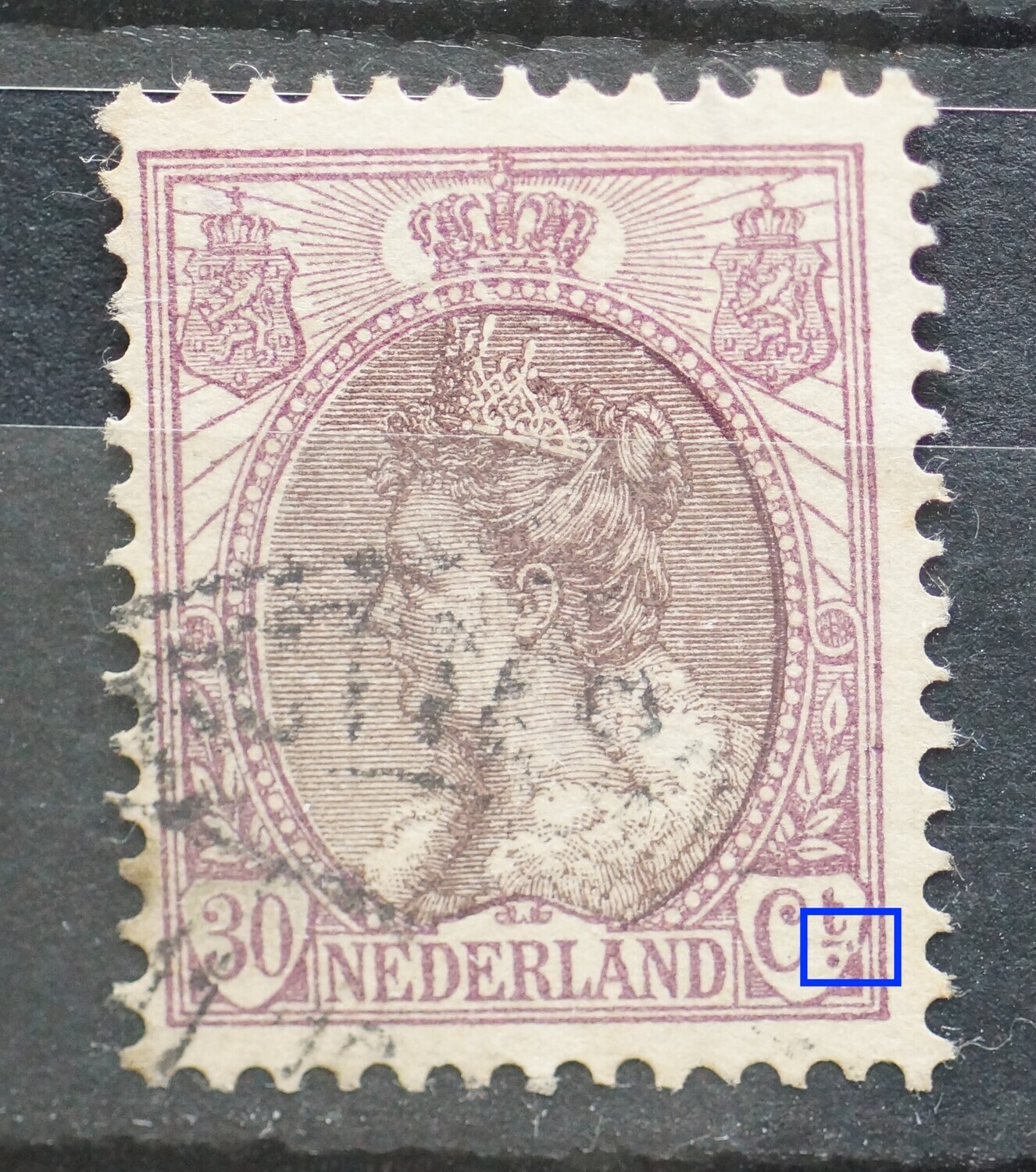 NVPH 72 - violette punt achter Ct