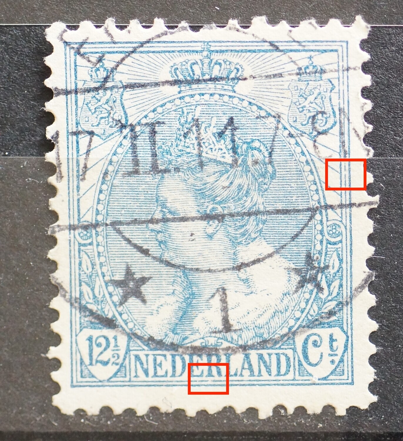 NVPH 63 - o.a. breuk in kaderlijn onder de R van NEDERLAND