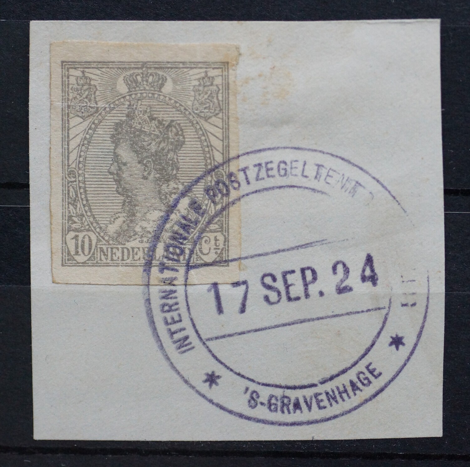 Gelegenheidsstempel Int. Postzegeltentoonstelling Den Haag 1924 op NVPH 83 Gelegenheidsstempel Int. Postzegeltentoonstelling Den Haag 1924 op NVPH 83