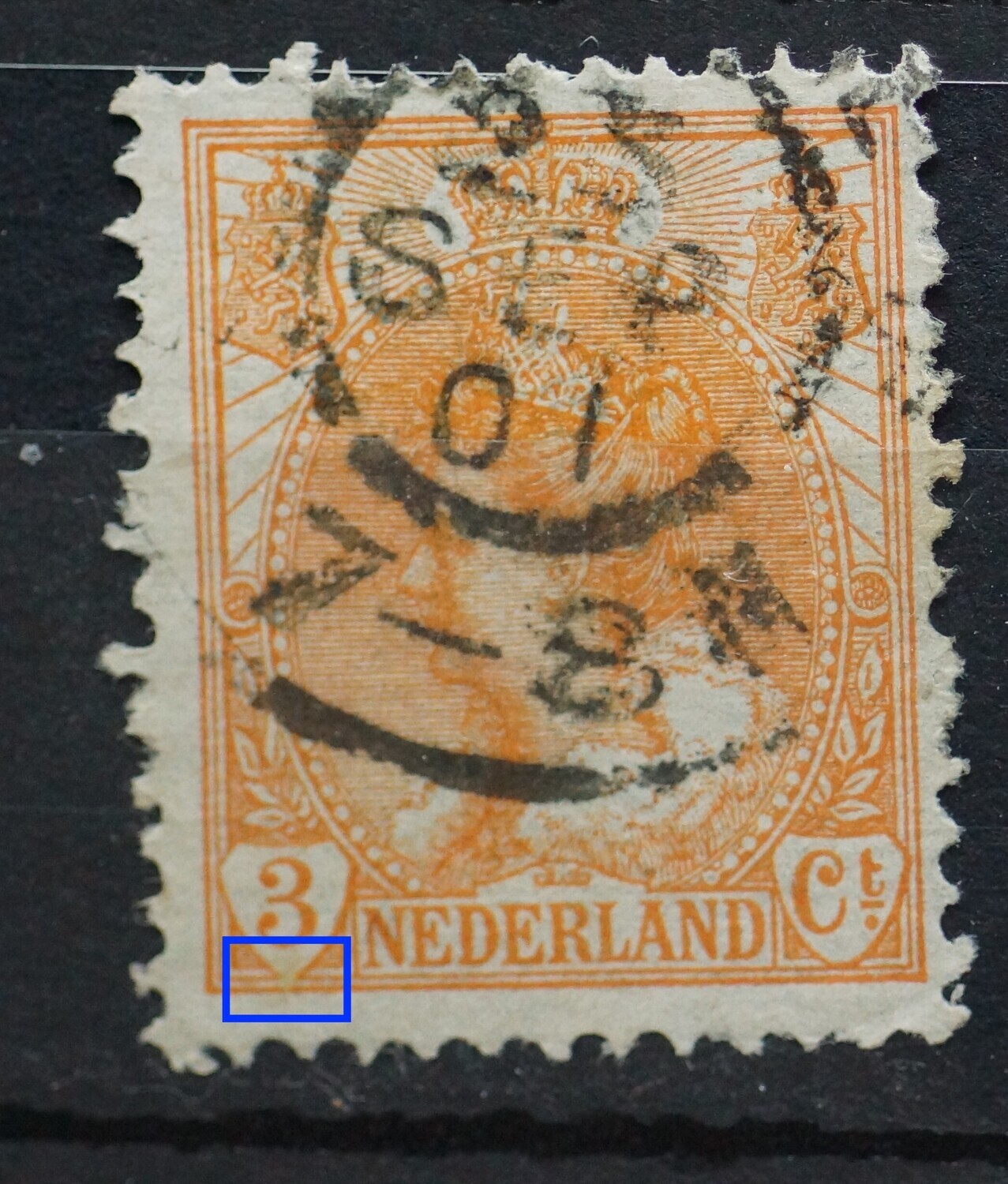 NVPH 56 - onderzijde waardeschild 3 open
