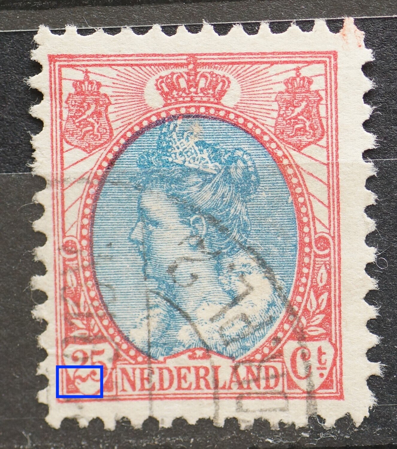 NVPH 71 - o.a. rode stip onder de 2 van 25 NVPH 71 - o.a. rode stip onder de 2 van 25