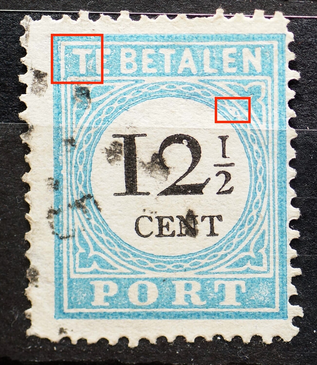 NVPH P8 - geretoucheerde TIE BETALEN?, witte streep in kaderlijn links NVPH P8 - geretoucheerde TIE BETALEN?, witte streep in kaderlijn links