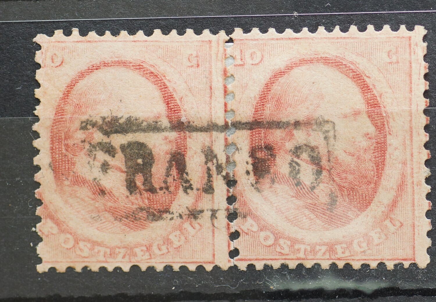 Franco in omlijsting op NVPH 5 (paar)
