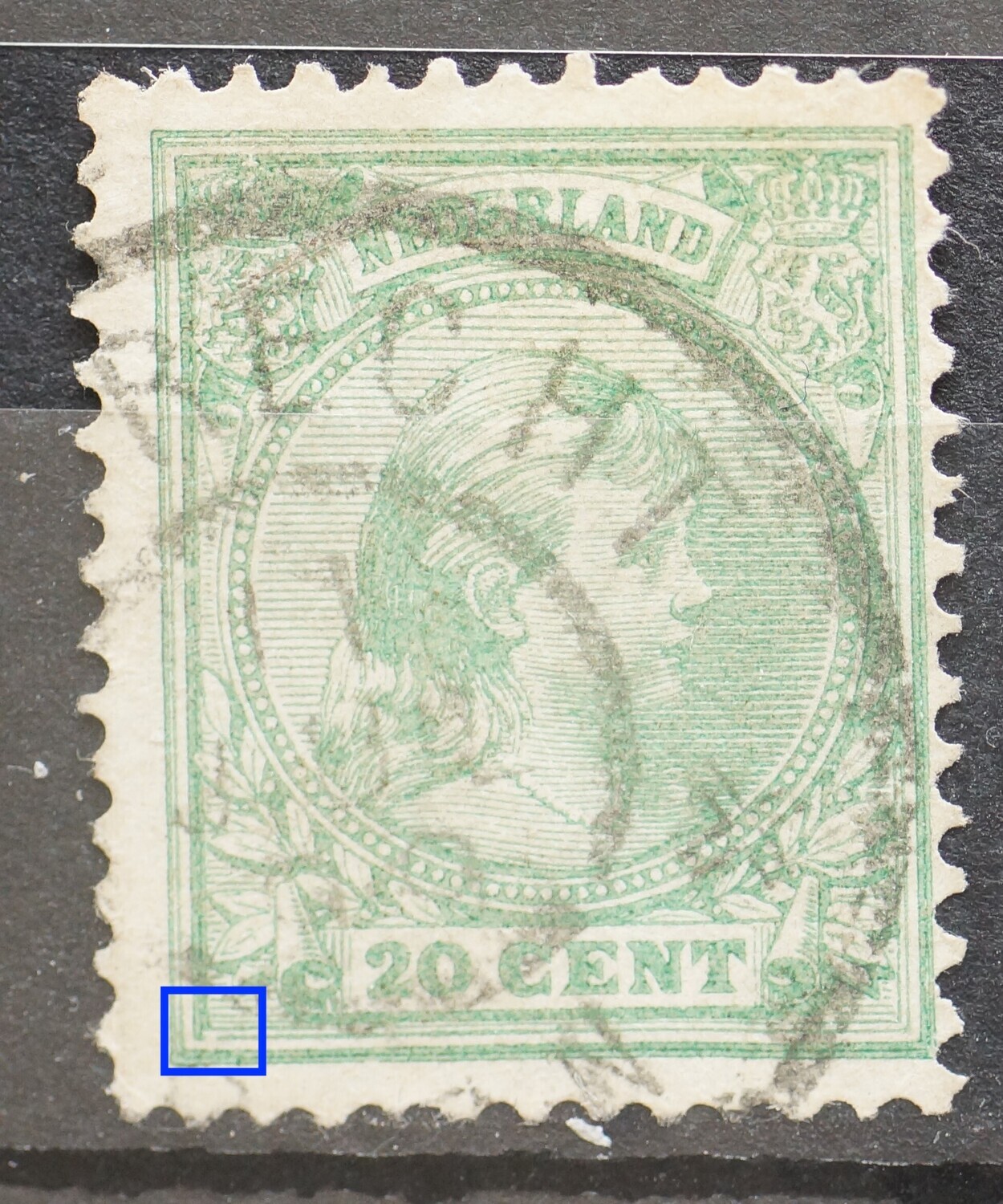 NVPH 40 - breuk in kaderlijn linksonder NVPH 40 - breuk in kaderlijn linksonder