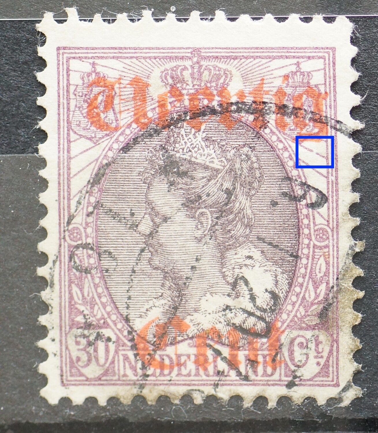 NVPH 102 - breuk in straal rechts