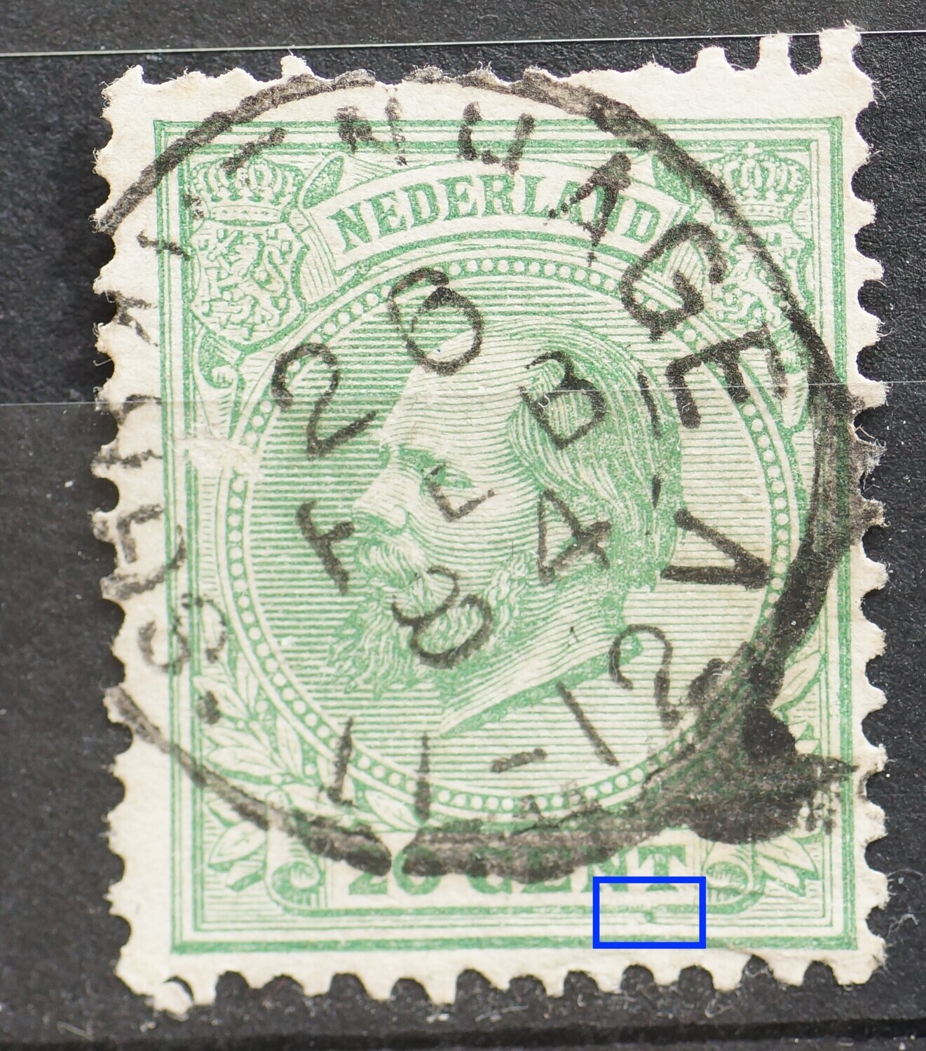 NVPH 24 - groene punt onder de N van CENT