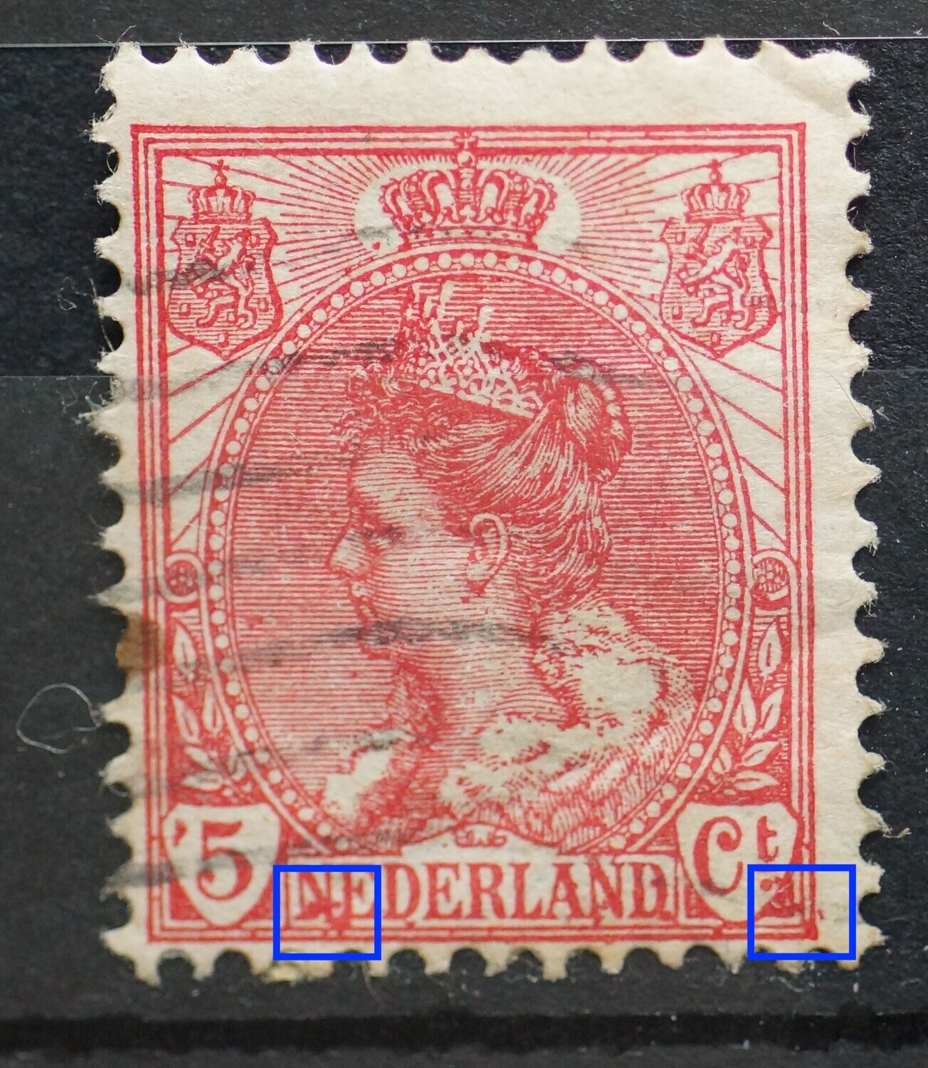 NVPH 60 - rode vlekken onderzijde zegel NVPH 60 - rode vlekken onderzijde zegel