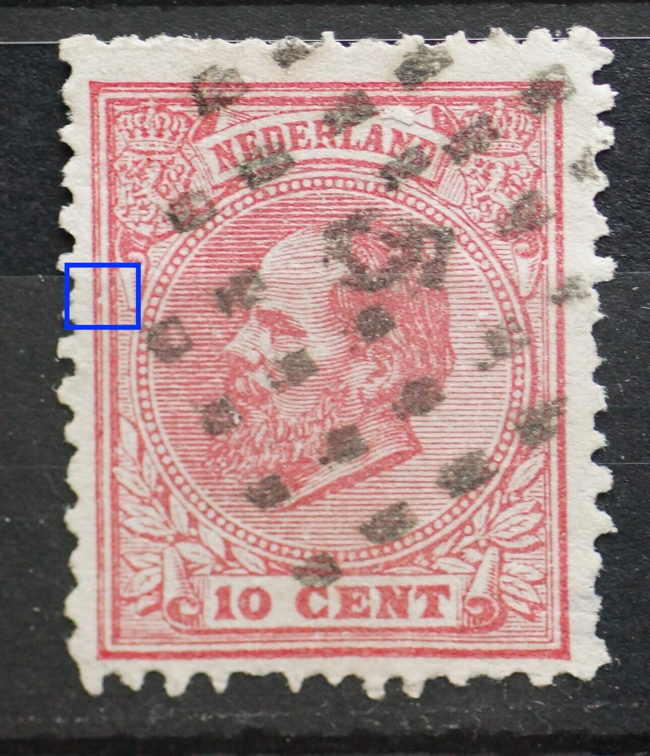 NVPH 21 - breuk in kaderlijn links NVPH 21 - breuk in kaderlijn links