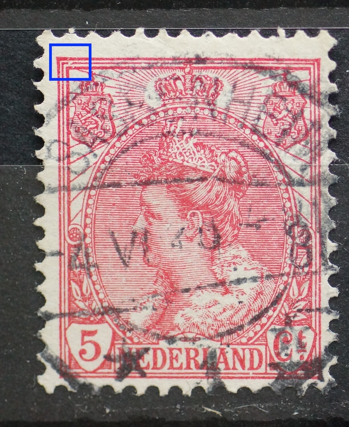 NVPH 60 - breuk in kaderlijn in linkerbovenhoek NVPH 60 - breuk in kaderlijn in linkerbovenhoek