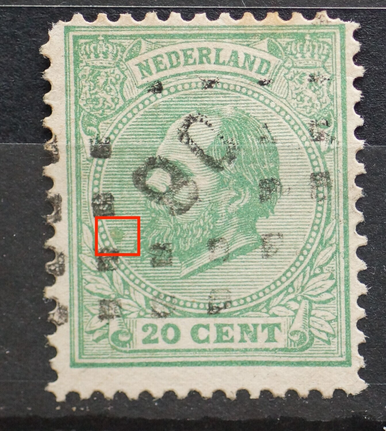 NVPH 24 - groene vlek in arcering voor de baard