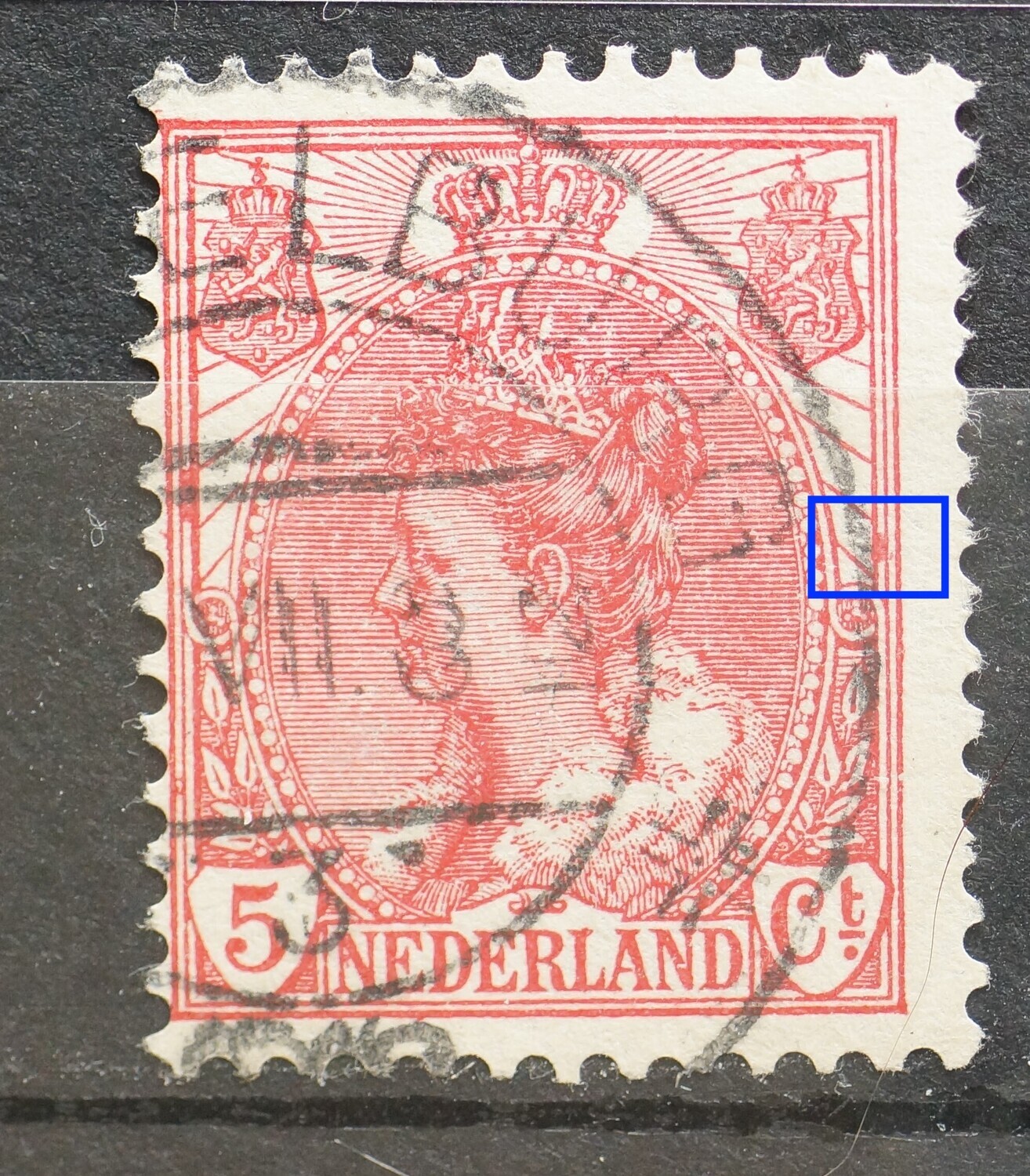 NVPH 60 - o.a. rode vlekken tussen de kaderlijnen links en rechts