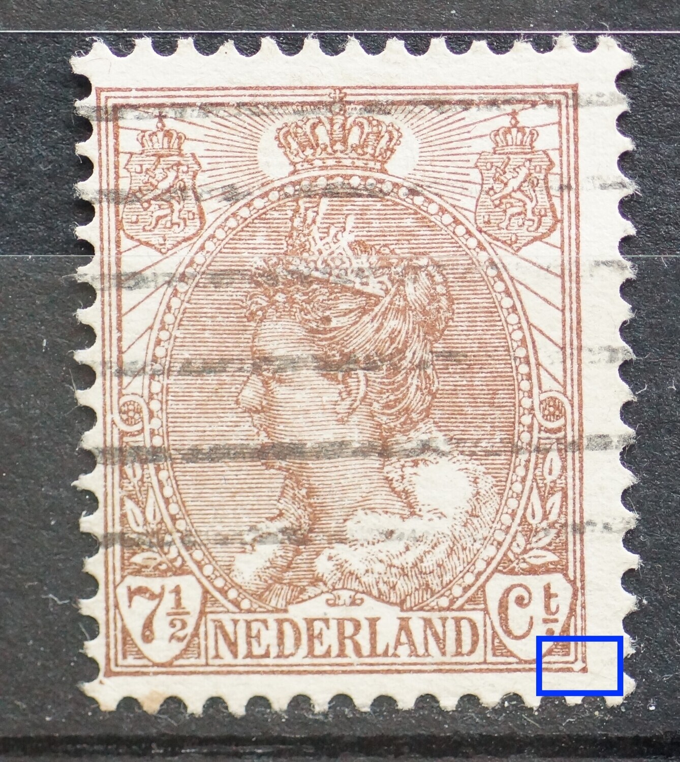 NVPH 61 - beschadiging/witte vlek kaderlijnen rechtsonder