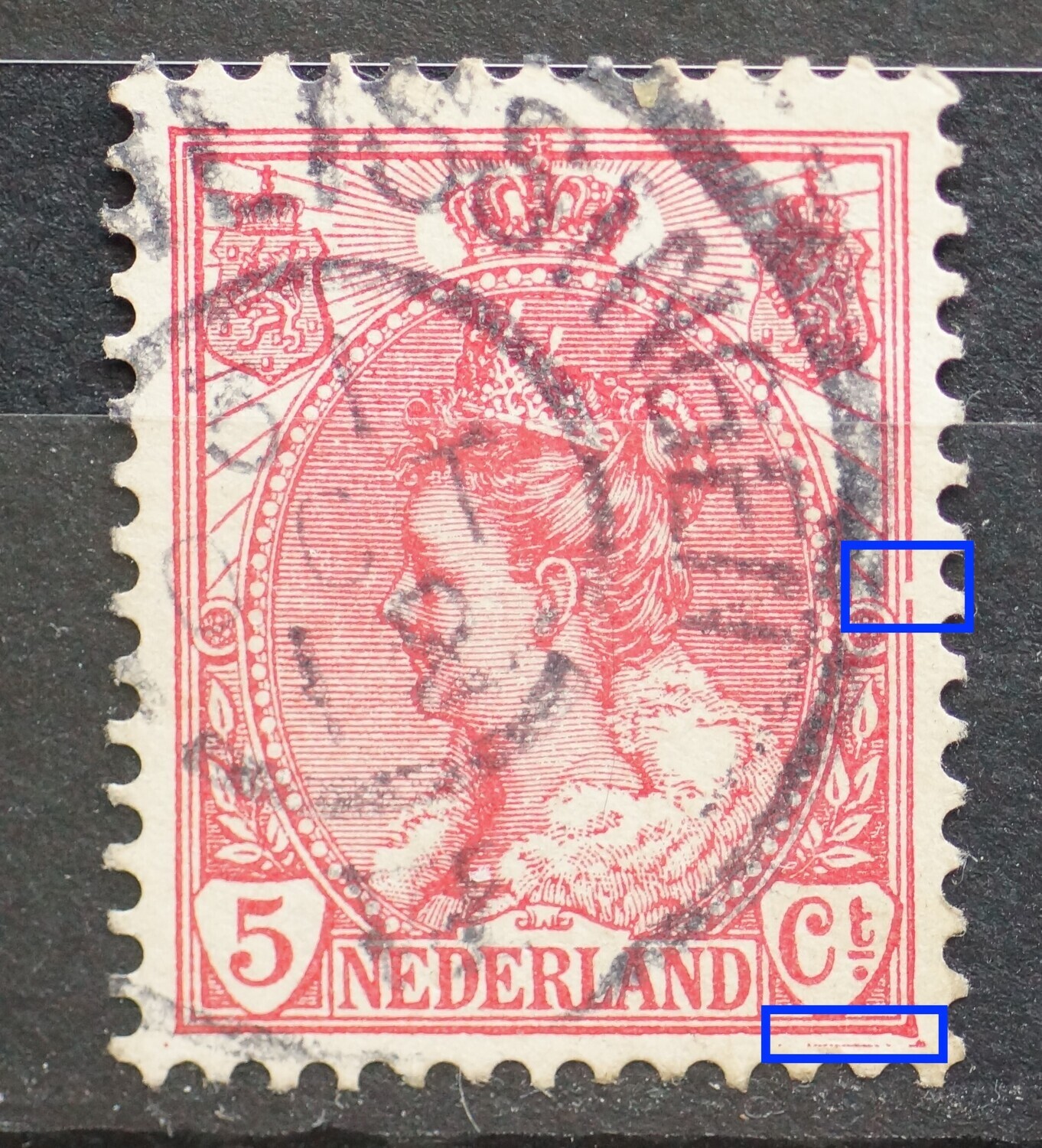 NVPH 60 - o.a. breuk in kaderlijn rechts