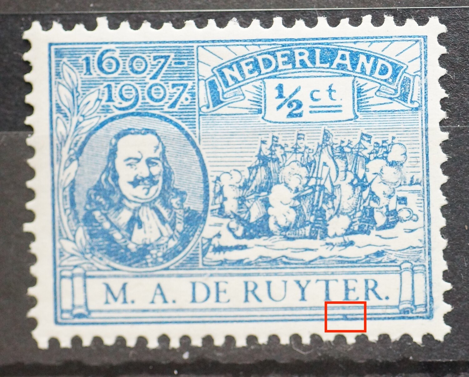 NVPH 87 - blauwe vlek onder de E van RUYTER