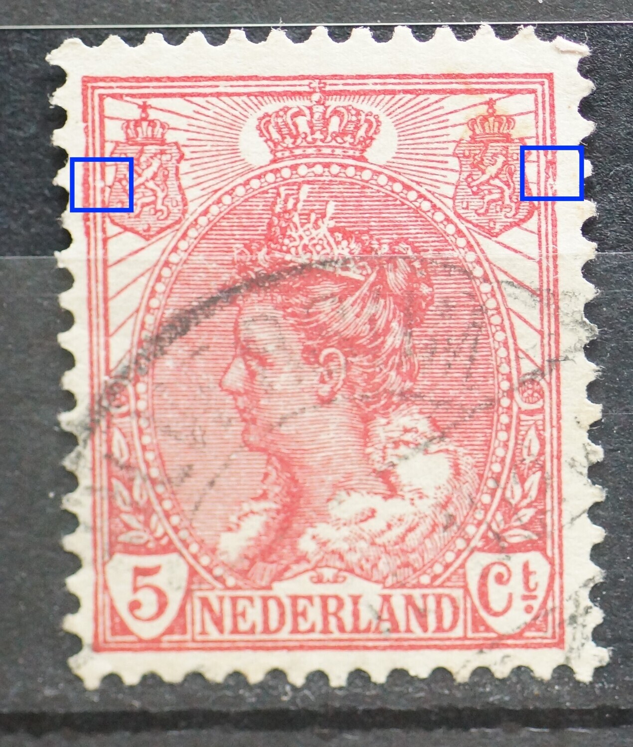 NVPH 60 - beschadigde kaderlijn, zowel links als rechts