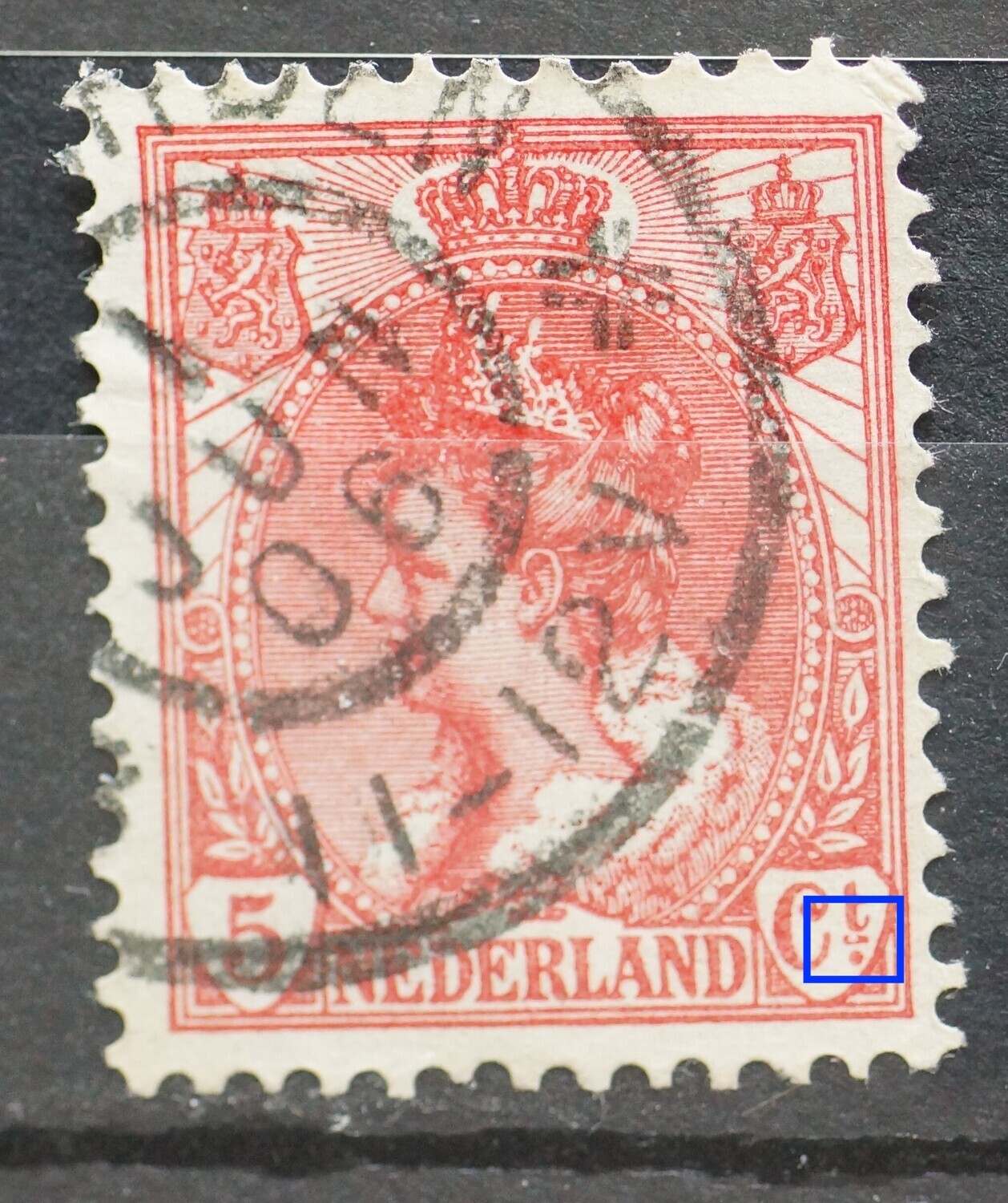 NVPH 60 - witte stip in streepje onder de t van Ct. NVPH 60 - witte stip in streepje onder de t van Ct.