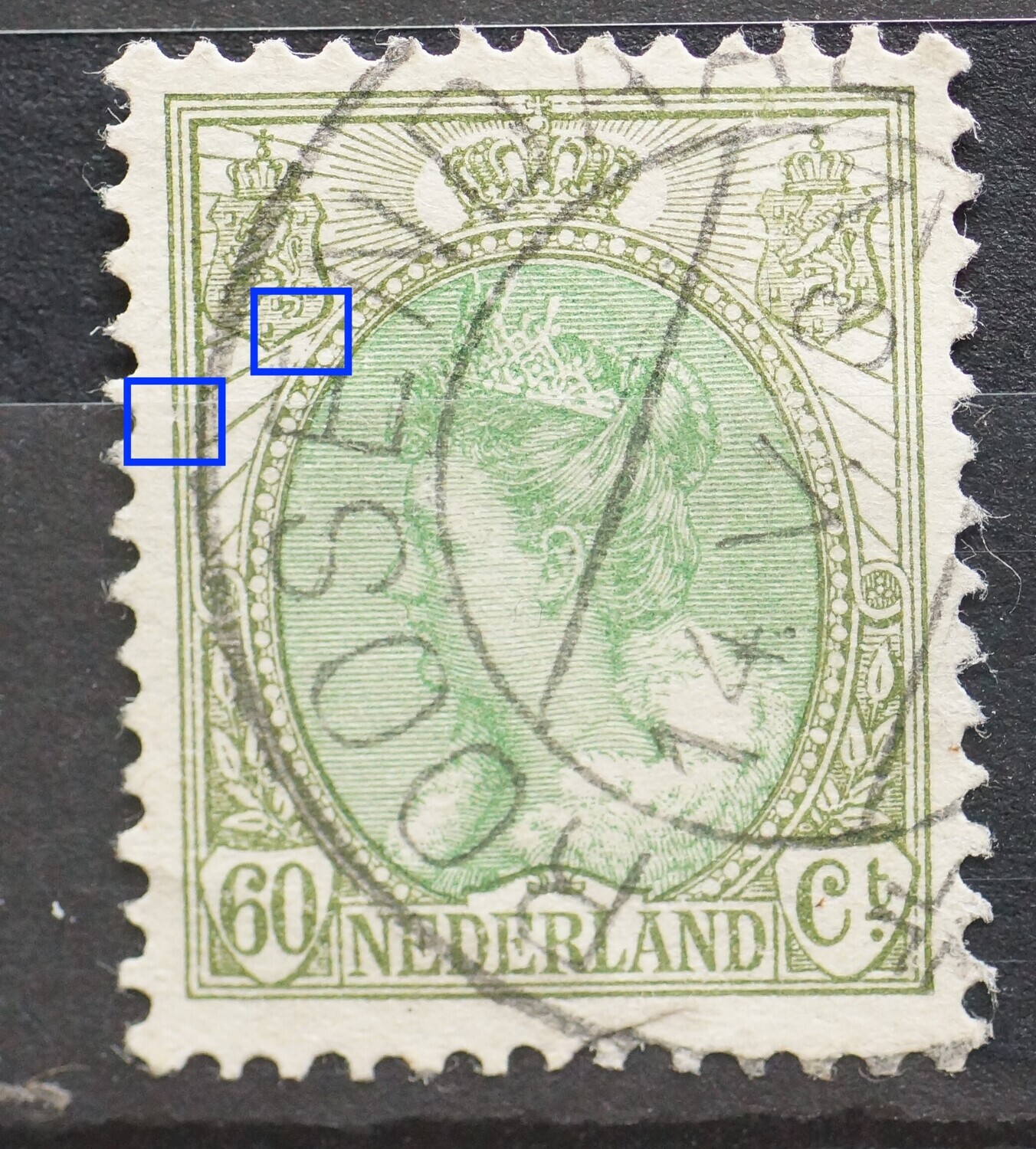 NVPH 76 - breuk in kaderlijn en breuk in straal links NVPH 76 - breuk in kaderlijn en breuk in straal links