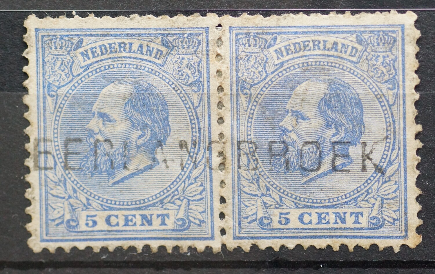 Neerlangbroek op NVPH 19 (2x, aaneengezet)