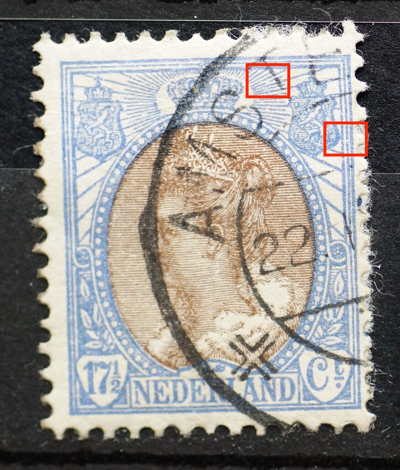NVPH 67 - diverse breukjes boven, rechts