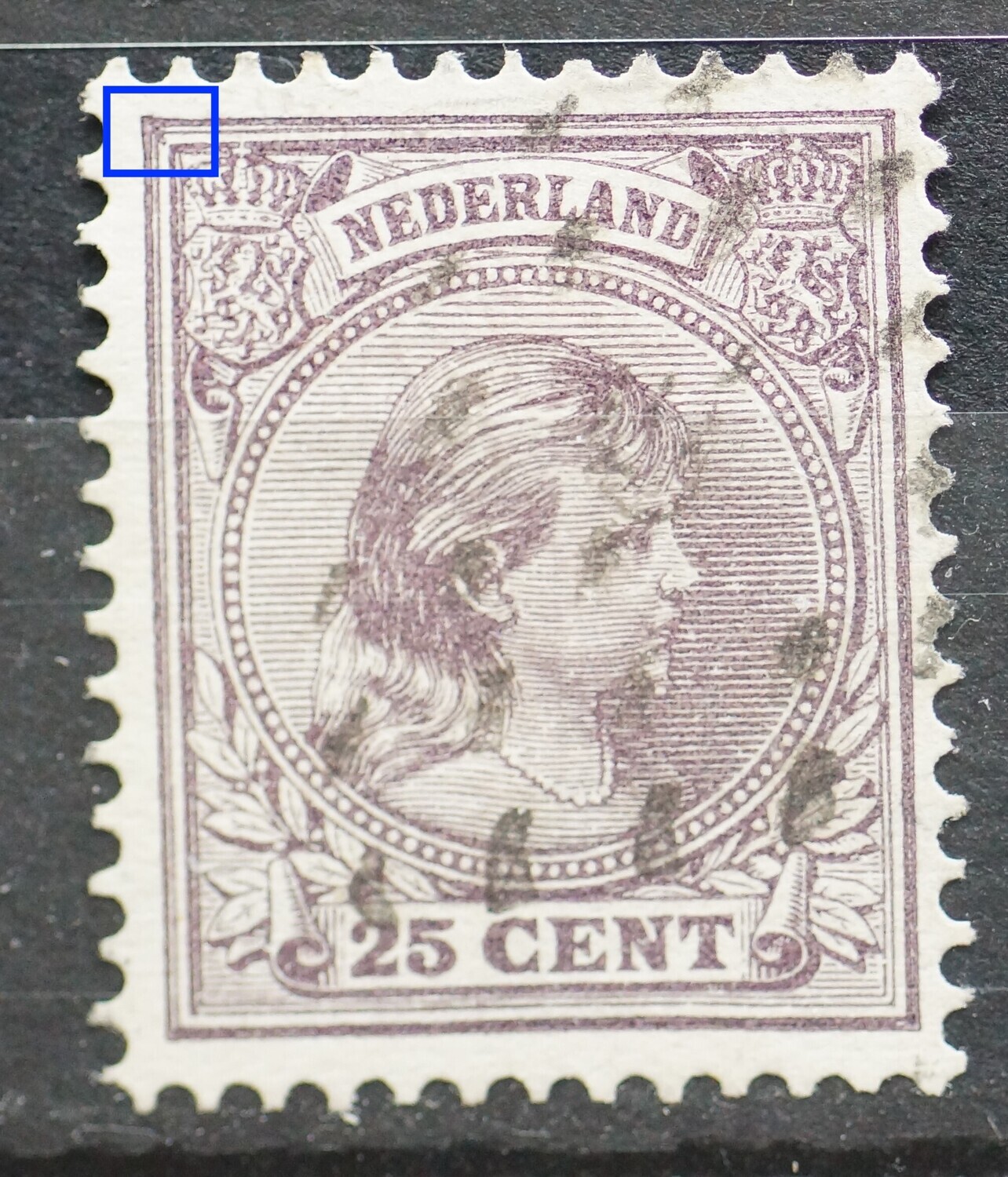 NVPH 42 - diagonaal violet streepje aan de linkerbovenhoek